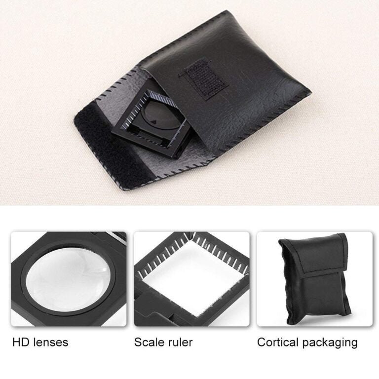 Foldable 10x Magnifying Glass Microscope with Precision Scale (Metal, Black) - Image 2