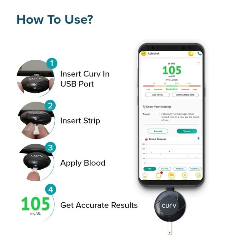 BeatO CURV Smartphone Connected Glucometer with 100 Strips - Image 4