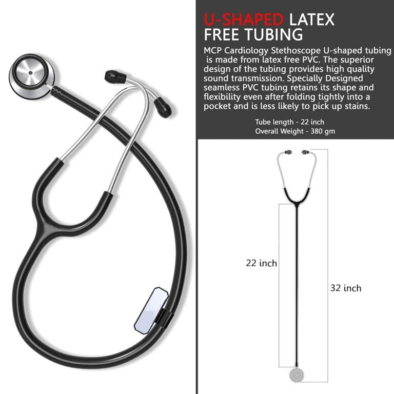 Cardiology Stethoscope for Doctors/Nurses/ Medical Students (Black) - Image 4