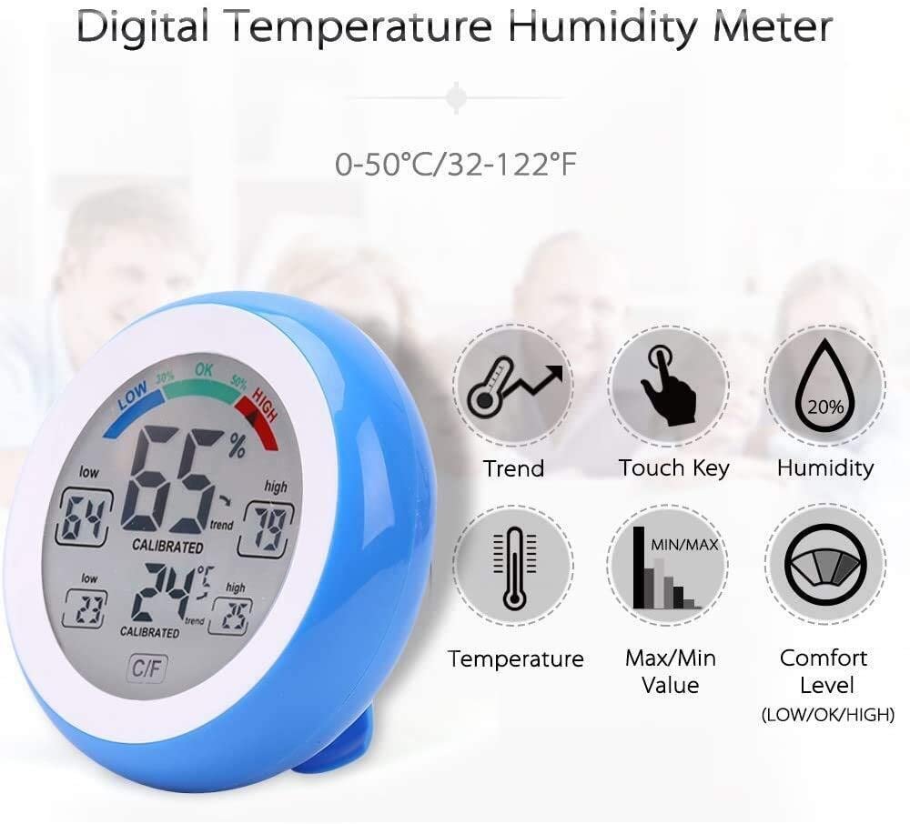 Digital Touch Screen Weather Station, Thermometer Hygrometer for Indoor, (Blue) - Image 6