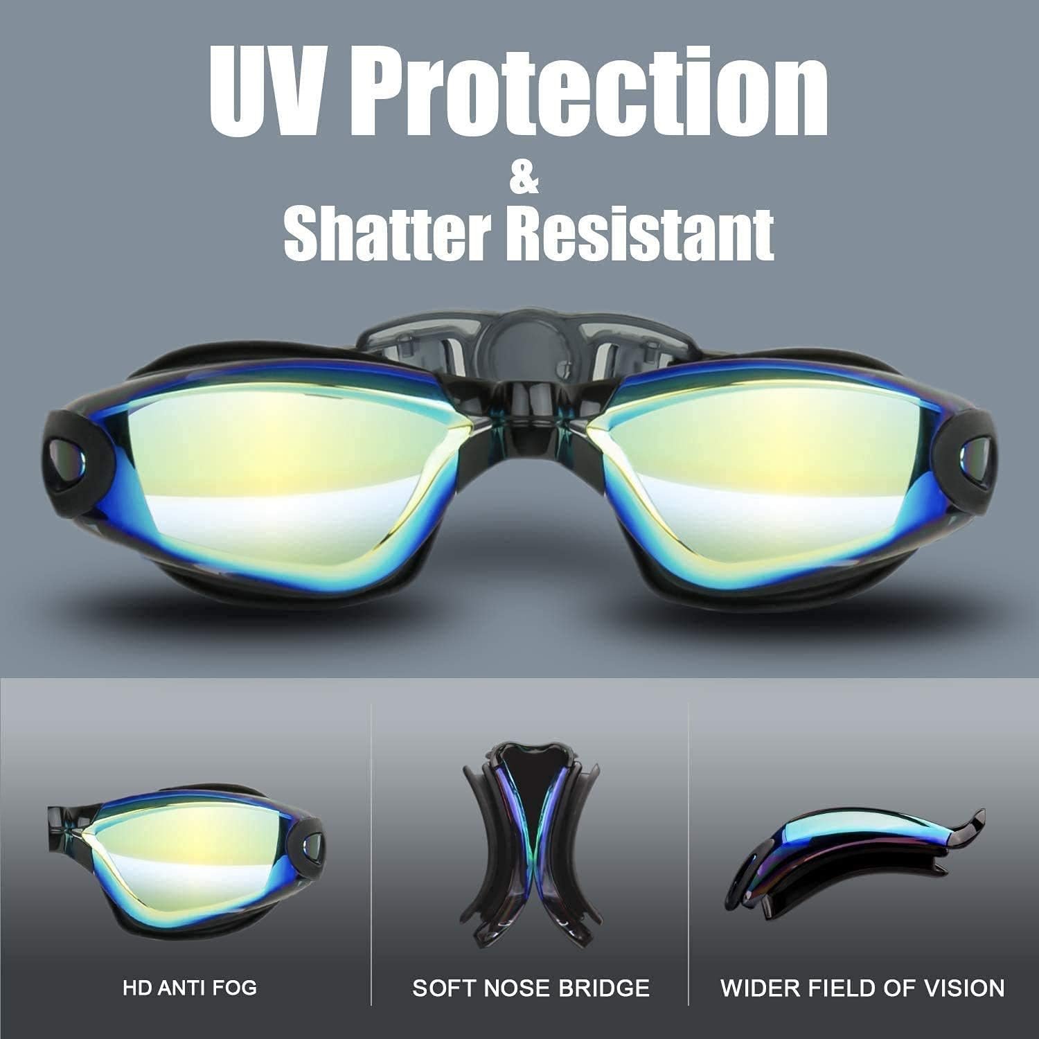 Mirrored Swimming Goggles with Anti-Fog & UV Protection - Image 3