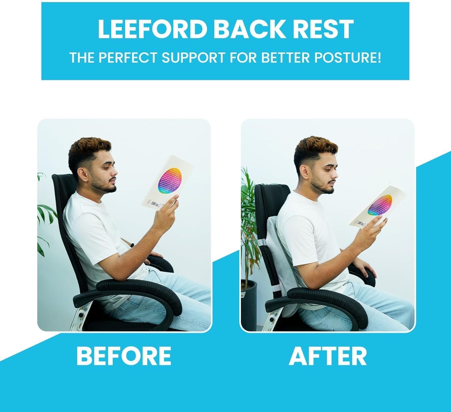 Back Rest for Chair & Car–with Adjustable Strap | Lumbar Support Back Rest Cushion for Back Pain - Image 5