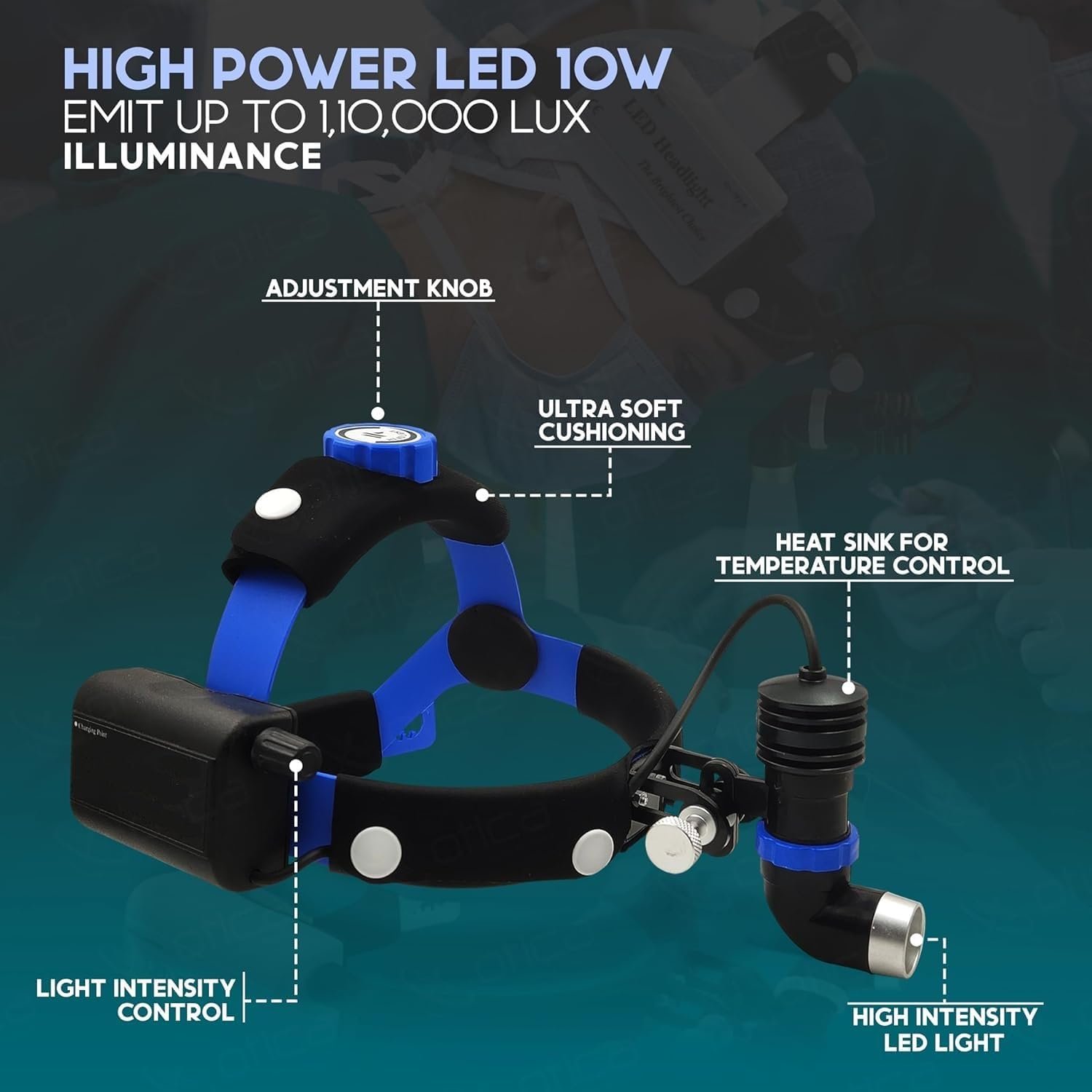 10 Watt ENT Surgical LED Headlight for Doctors, Hospitals, Multi-Purpose - Image 3