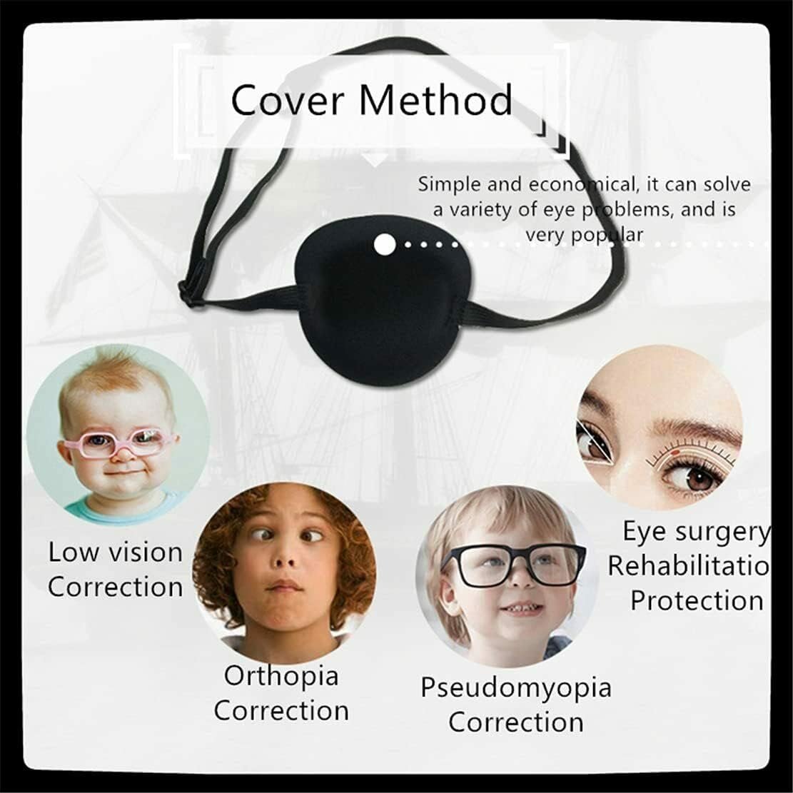 Adult Kid's Black Adjustable Soft Pirate Eye Patch Single Eye Mask - Image 6