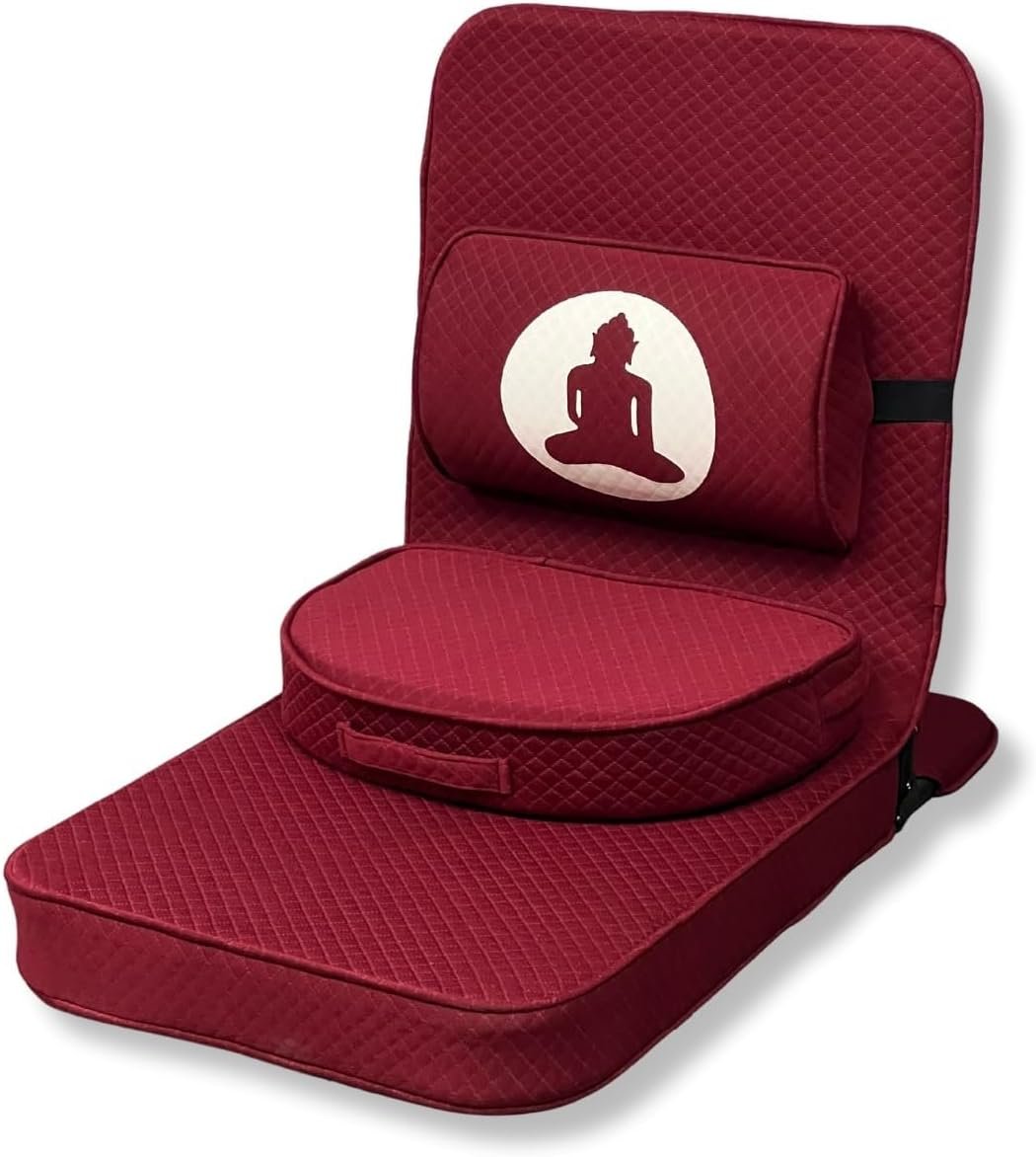 Meditation Large Relaxing Buddha Meditation Chair with Back Support Cushion (100% Cotton, Seat Size: 21x18 inches) Black - Image 2