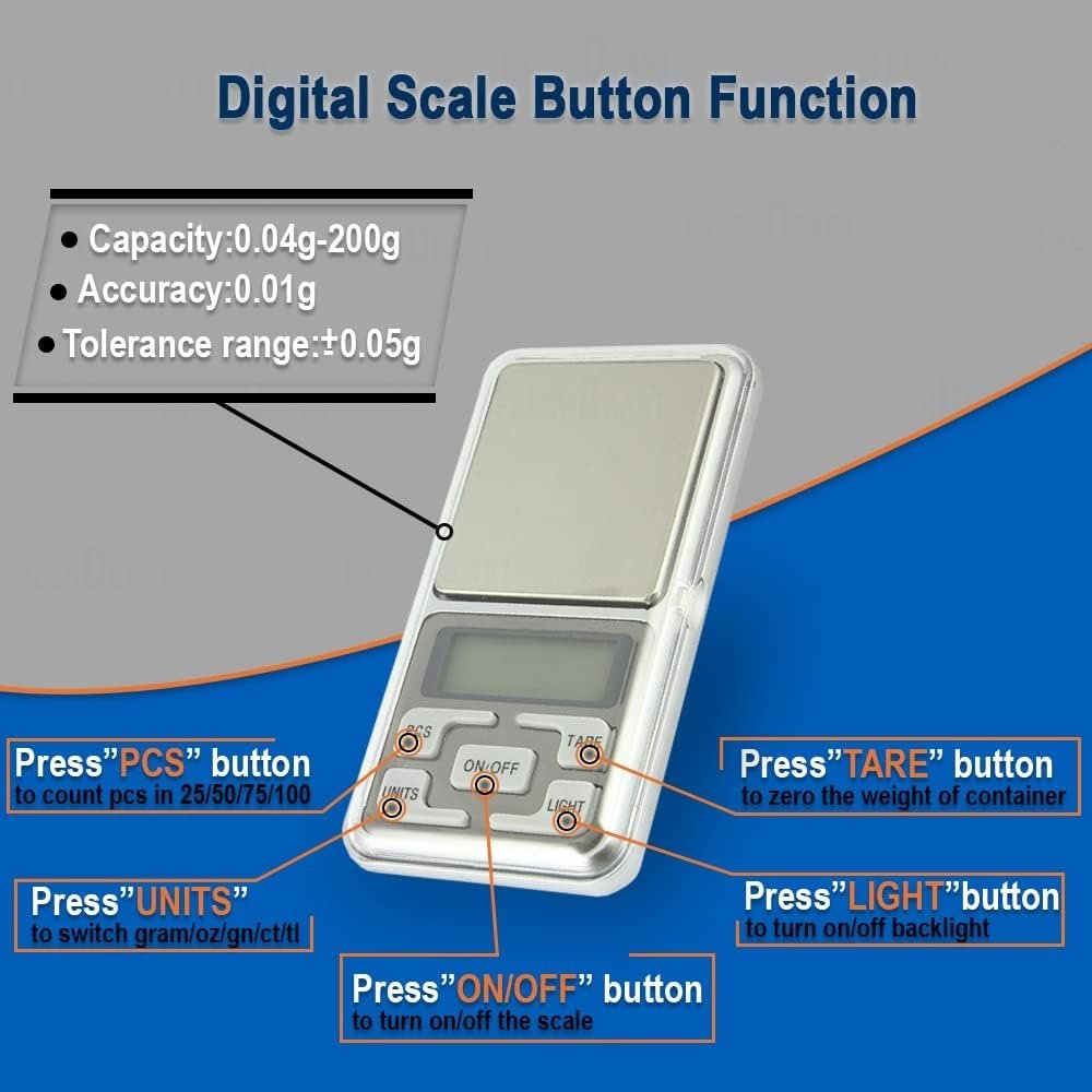 Pharamaceuticals Digital Pocket Weight Scale Jewellery Weighing Chemical Mini Machine with Auto Calibration, Tare Full Capacity, Operational Temp 10-30 Degree (200/0.01 G, Silver)-6 - Image 5
