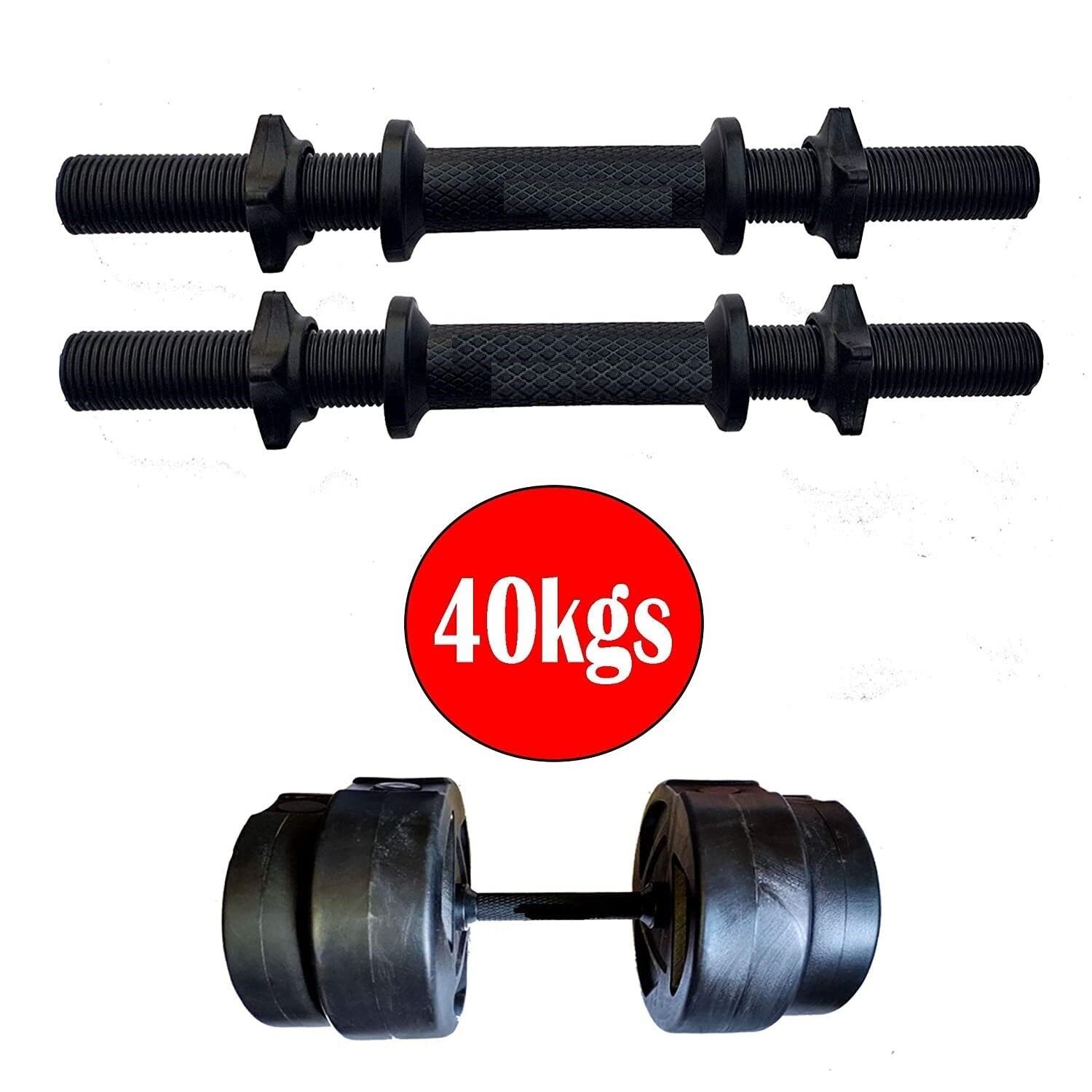 15-inch Dumbbell Rod with Plastic Nuts Weight Lifting Bar Black (Pack of 2 Pcs) - Image 5