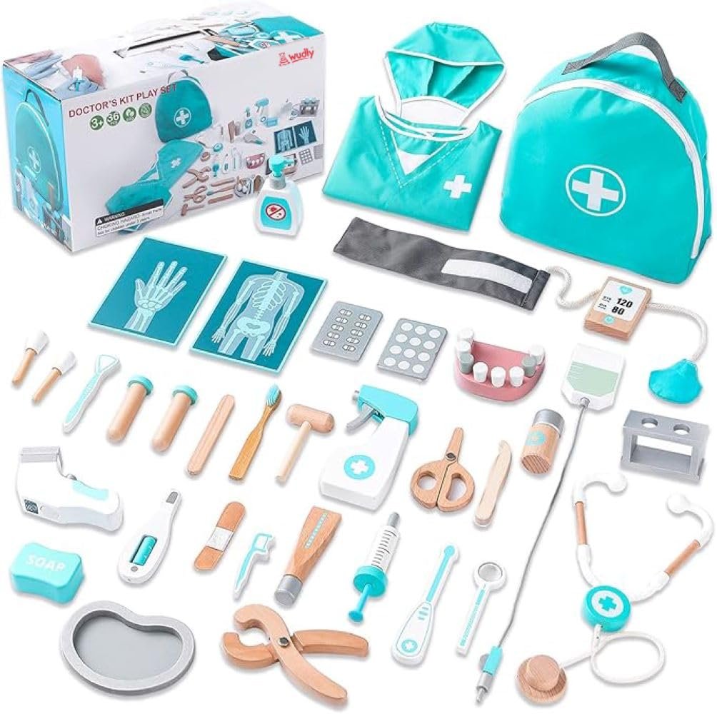 Wooden Doctor Kit for Kids | 34-Piece Pretend Play Medical Set - Image 2