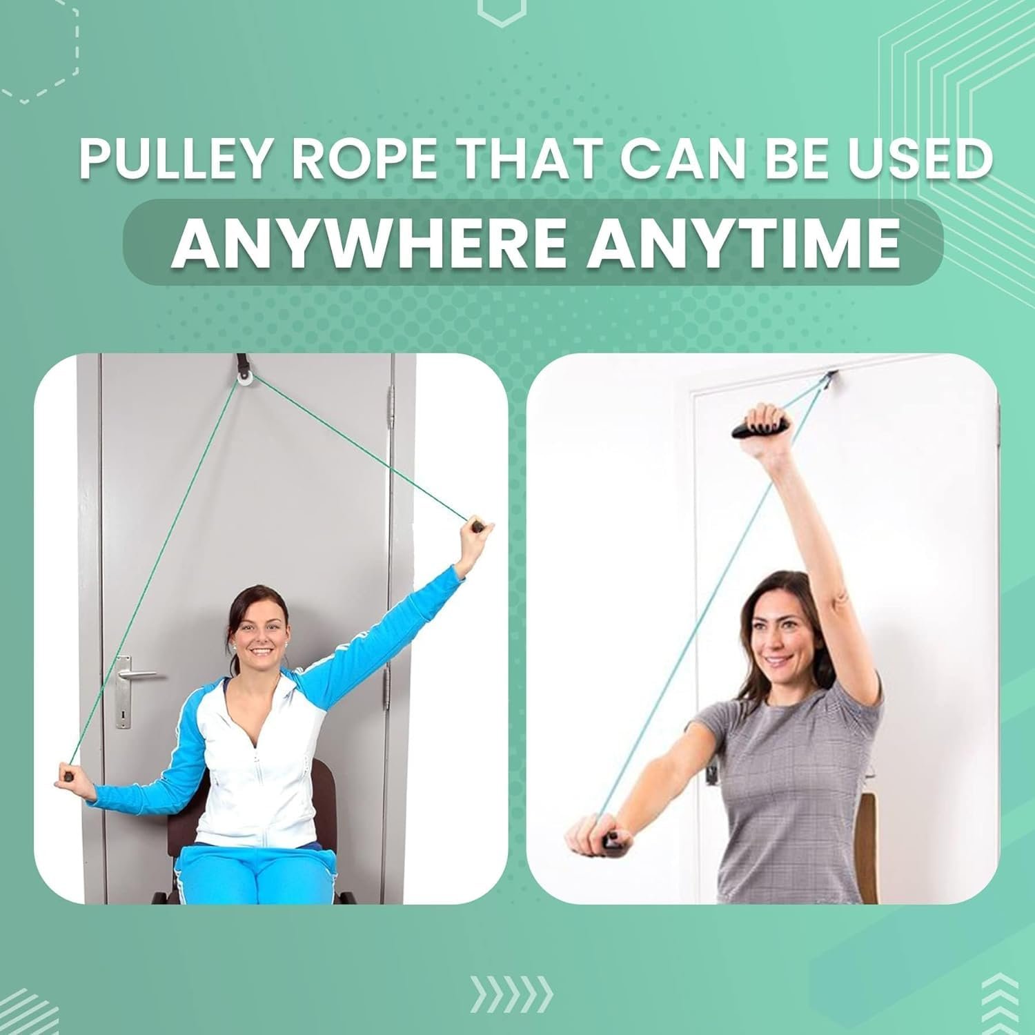 Pulley with Rope and Door Strap, Easy to Use Exercise Equipment for Frozen Shoulder and Hand/Arm Exercise Material Nylon Plastic Colour Green and Black - Image 4