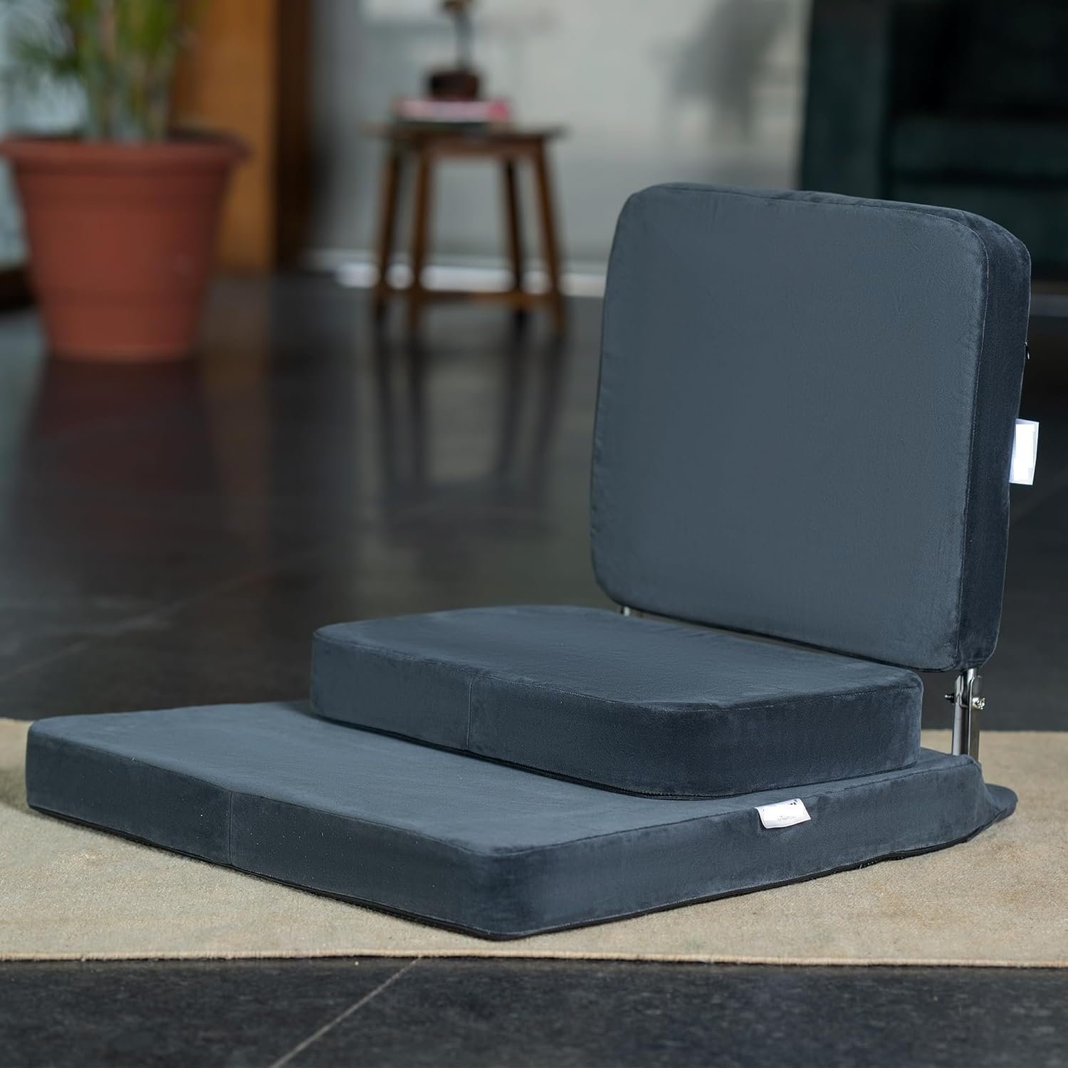 Meditation Chair | Large Foldable Floor Chair with Back Support for Relaxing, Yoga, Meditation | Meditation Block, SS Frame, Washable Cover & Portable (Dark Grey) - Image 8