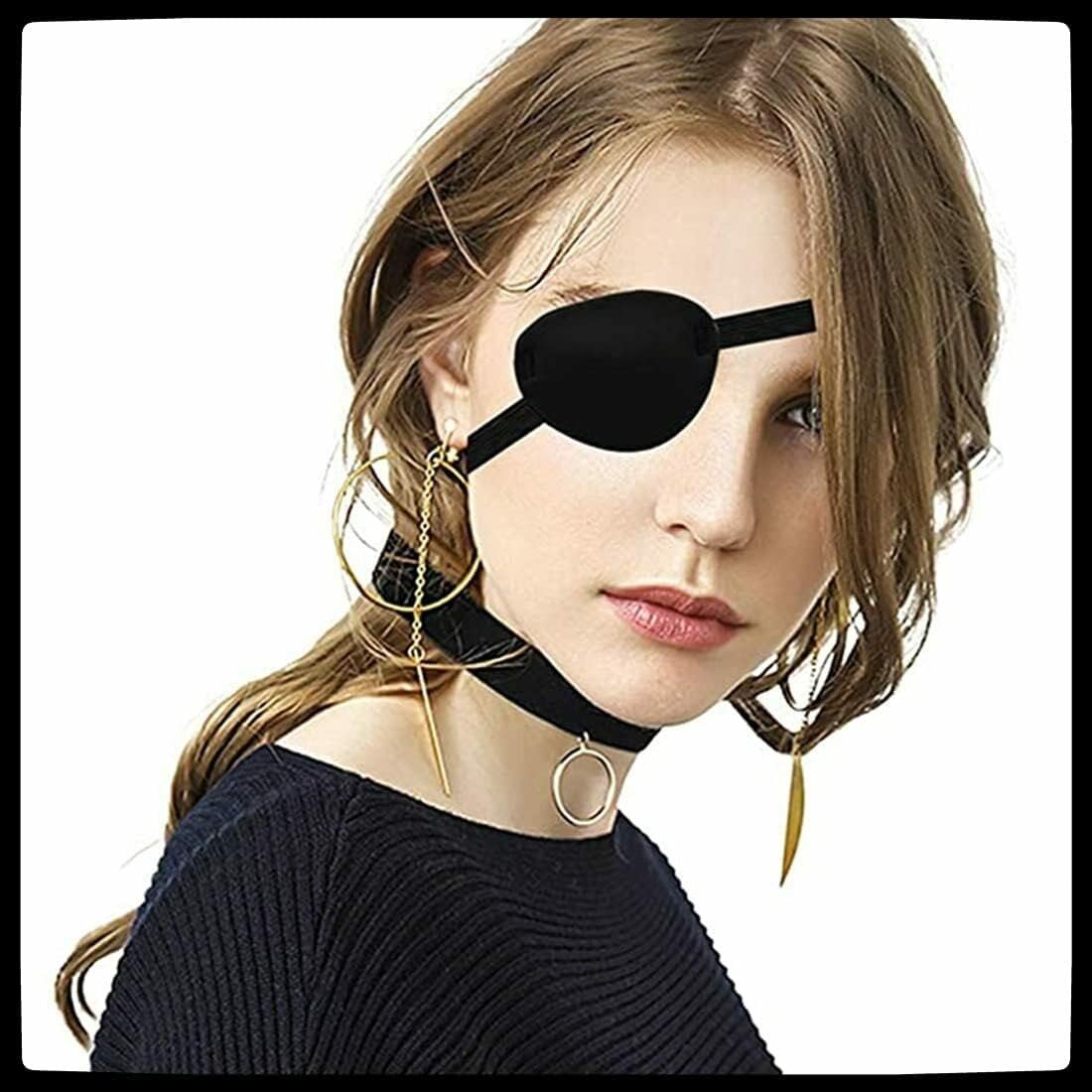 Adult Kid's Black Adjustable Soft Pirate Eye Patch Single Eye Mask - Image 2