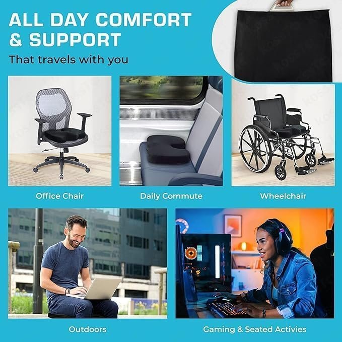 Back Support for Chair, Memory Foam Car Seat Back Support,Orthopedic Lumbar SupportBack Rest for Back Pain Relief - Back Pillow for Sitting - Image 4