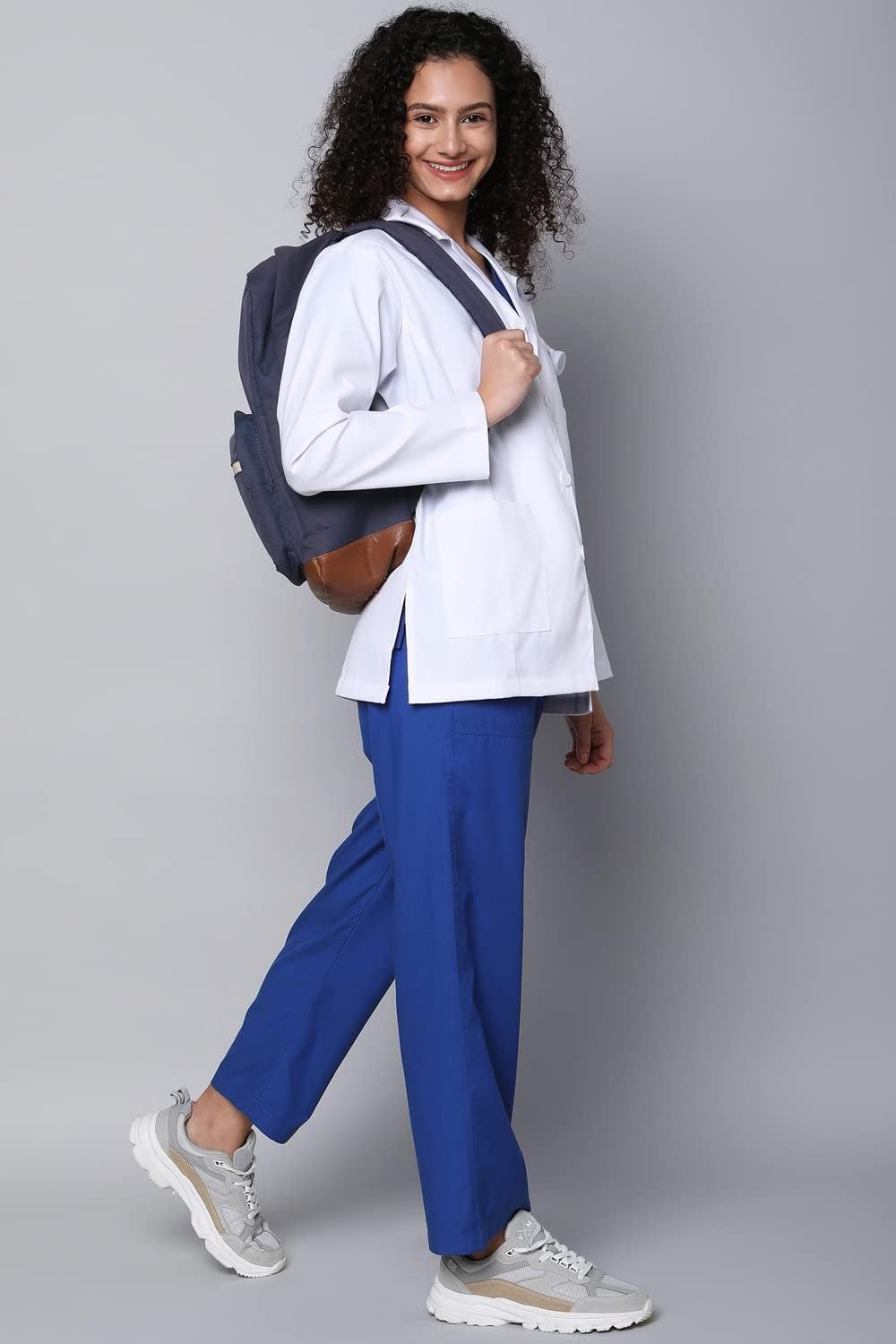 Women's Lab Coat | Poly Viscose Long Sleeves Short Medical Apron - Image 2
