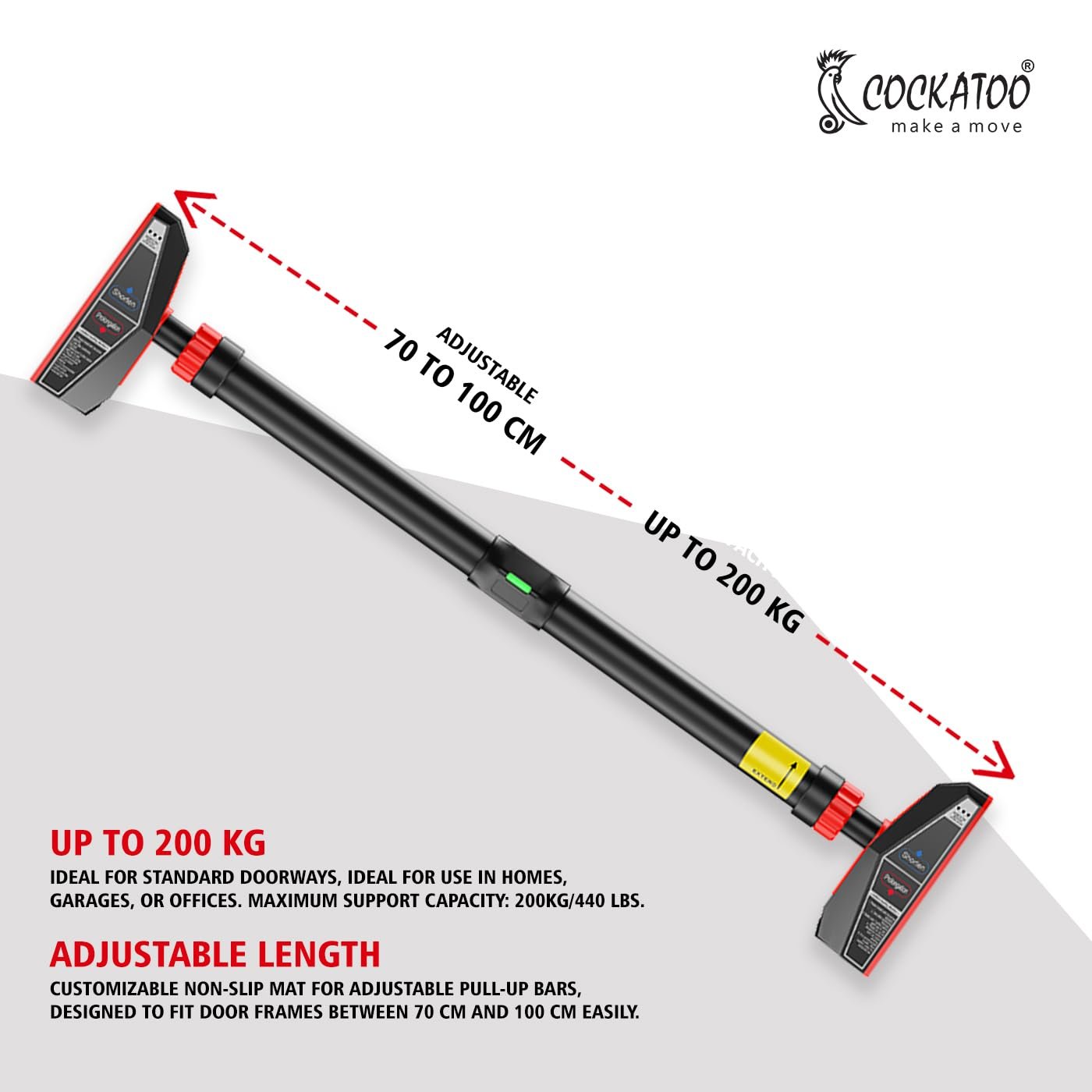 Pull Up Bar for Home Adjustable No Screw 200kg Capacity - Image 4