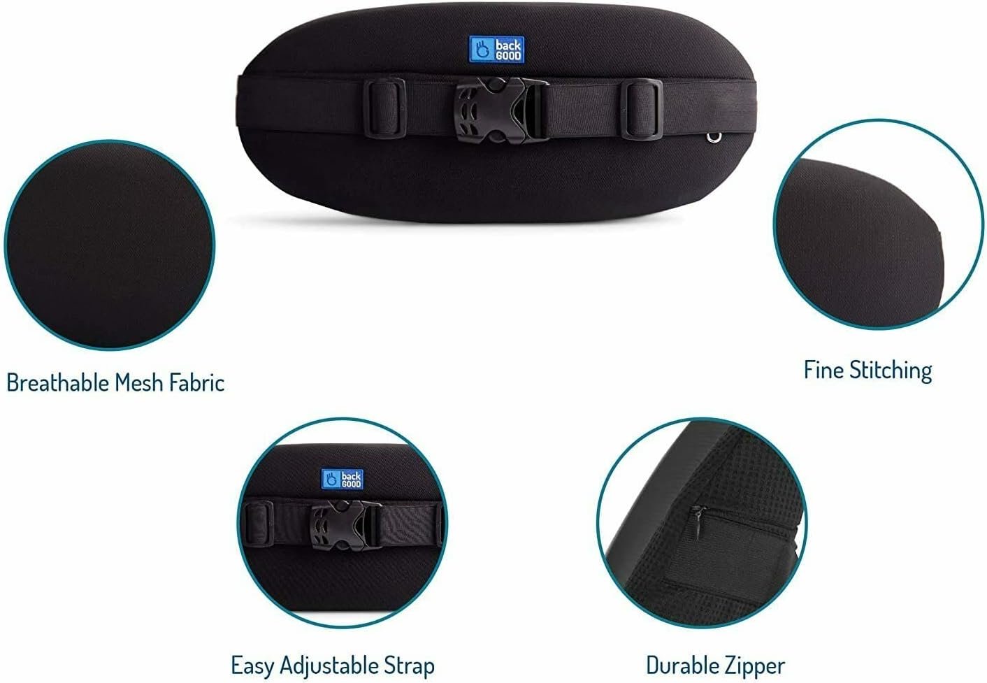 Back ROLL - Lumbar Support, Best for Office Chair and Car Seat Adjustable Straps - Image 5