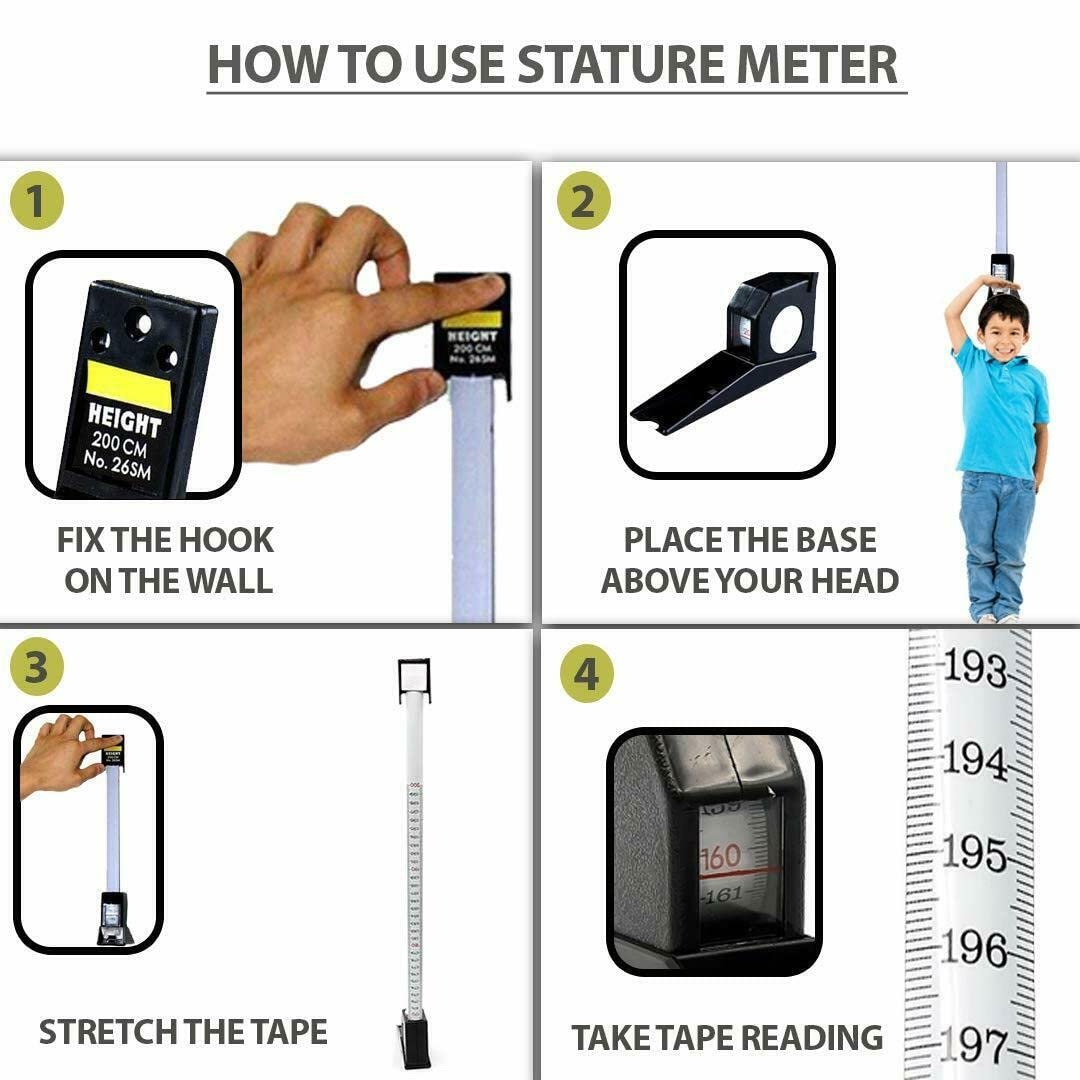 2m/200CM Roll Ruler Wall Mounted Growth Stature Meter Height Tall Measure - Image 2