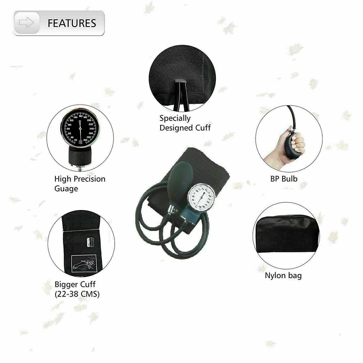 Manual Blood Pressure Monitor Sphygmomanometer Black Aneroid BP Monitor - Image 2