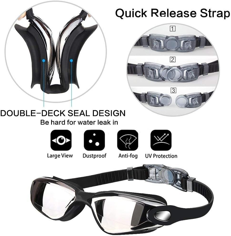 Mirrored Swimming Goggles with Anti-Fog & UV Protection - Image 2