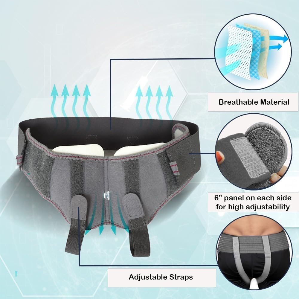 Hernia Support Belt Truss Brace, Single/Double Inguinal Hernia Pain Relief, Two Removable Compression Pads (Small) - Image 2