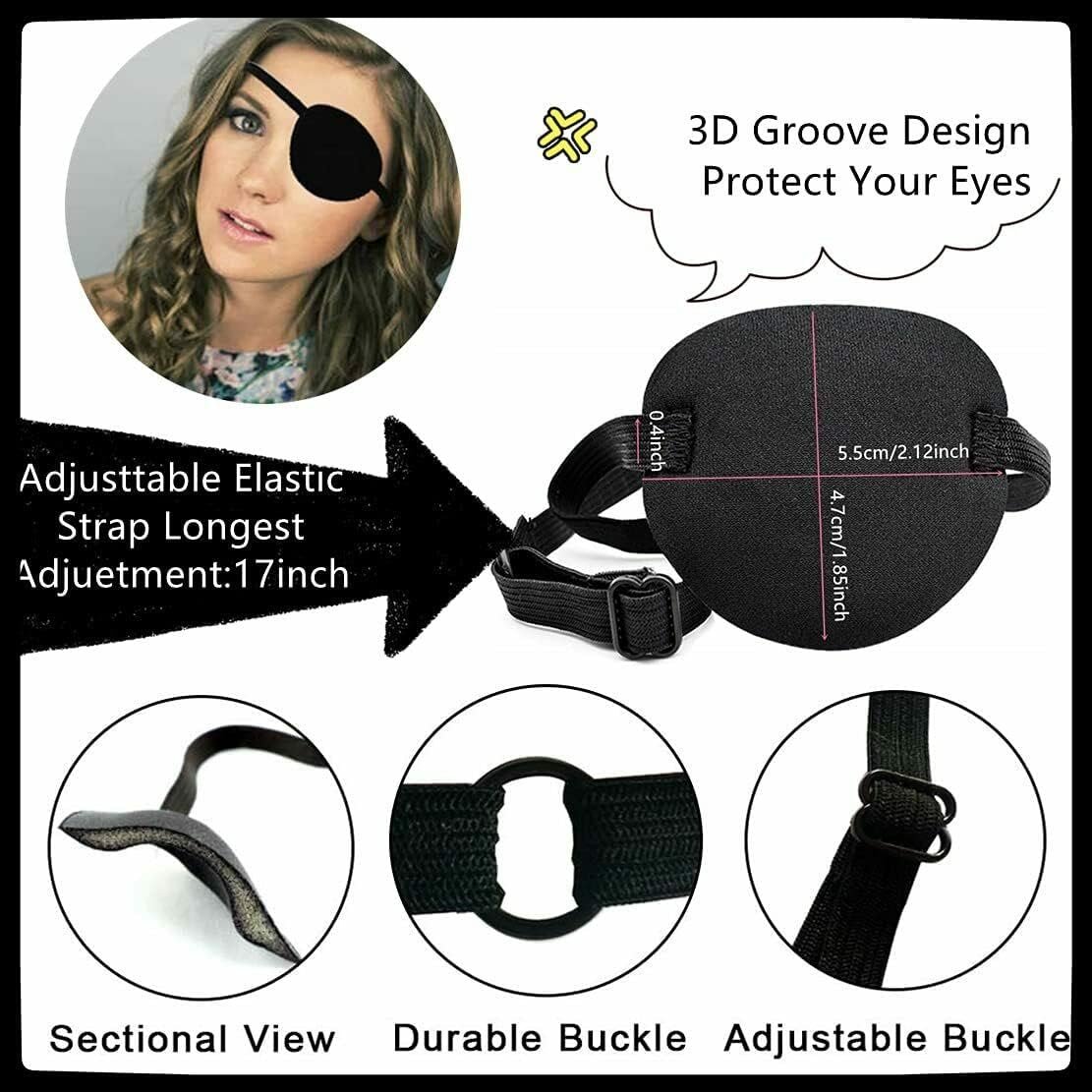Adult Kid's Black Adjustable Soft Pirate Eye Patch Single Eye Mask - Image 7