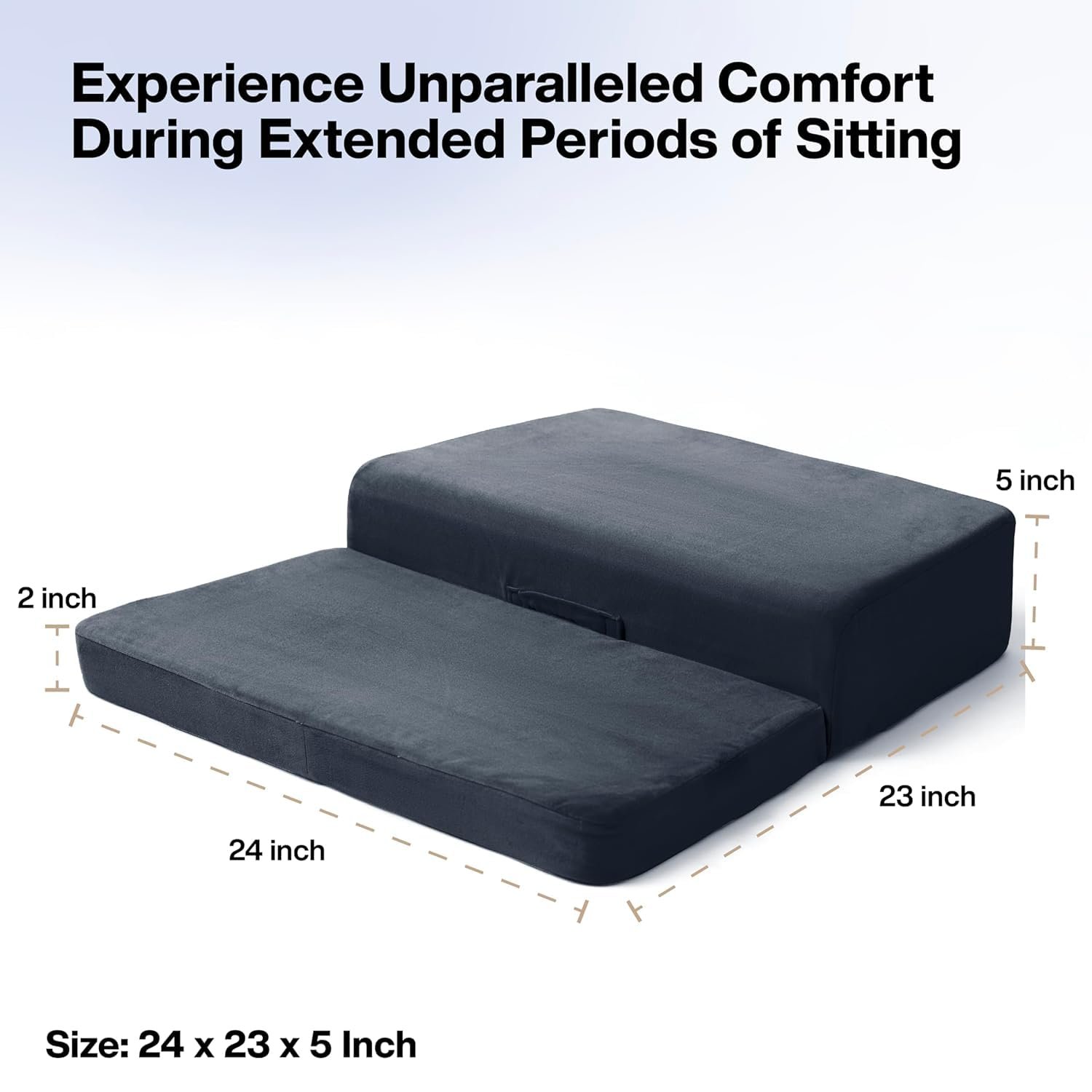 Meditation Cushion - Foldable Portable Large Size Meditation Yoga Block, Light Weight, Easy to Carry with Premium Removable & Washable Velvet Cover (Dark Grey) - Image 2