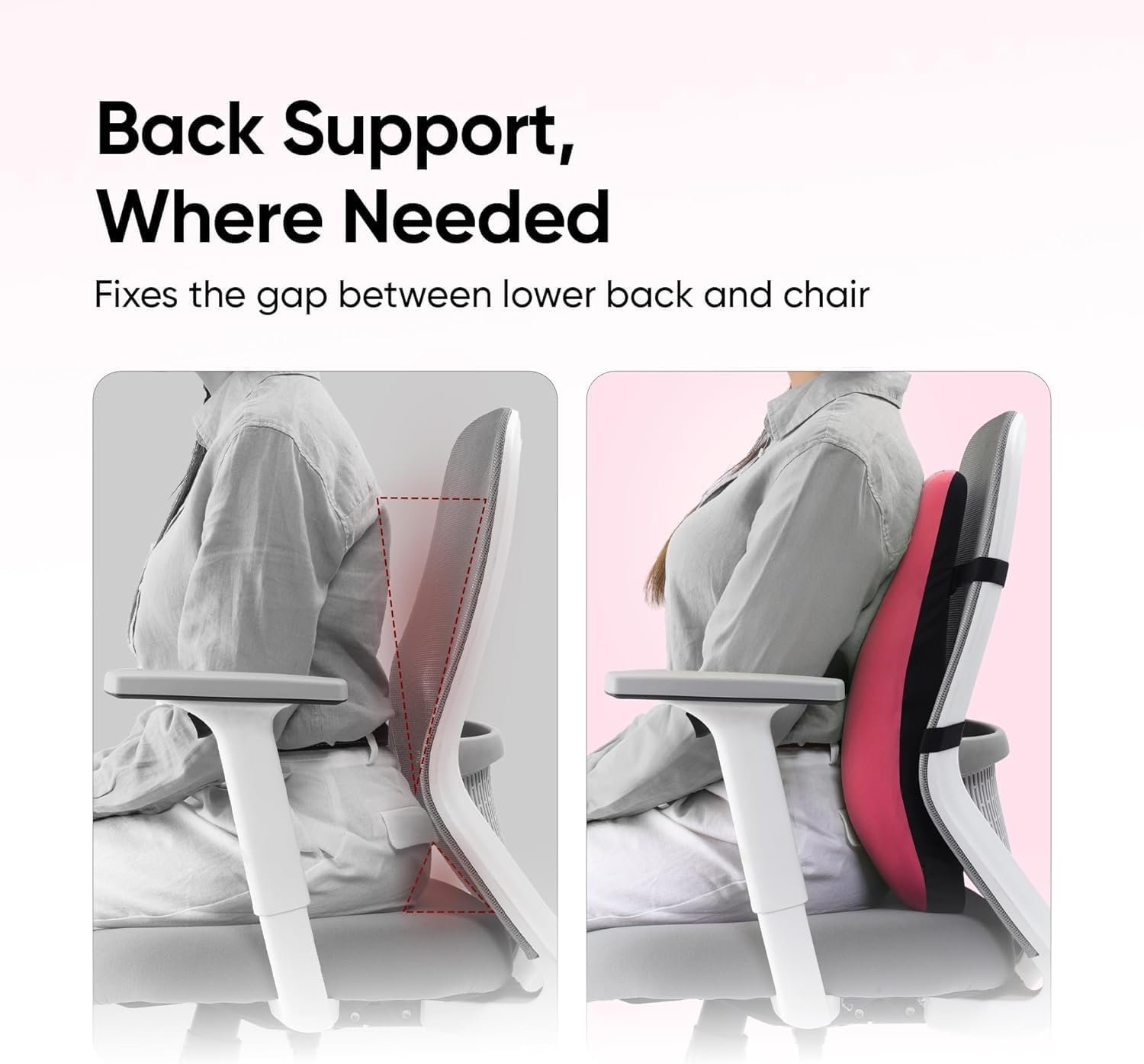 Backrest Cushion | High-Density Memory Foam | Premium Lumbar Support for Chairs | Durable Back Pillow for Office Chair & Home Use | Breathable & Machine-Washable Cover (Barbie Pink) - Image 2