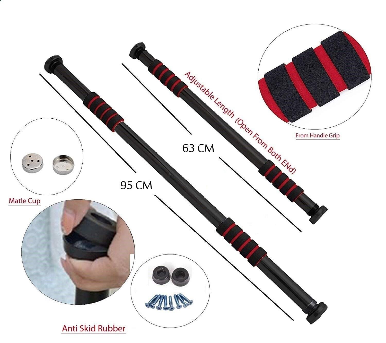 Nonslip Carbon Steel Doorway Gym Bar, Pull-up Bar for Home, Mountable, (Black) - Image 2