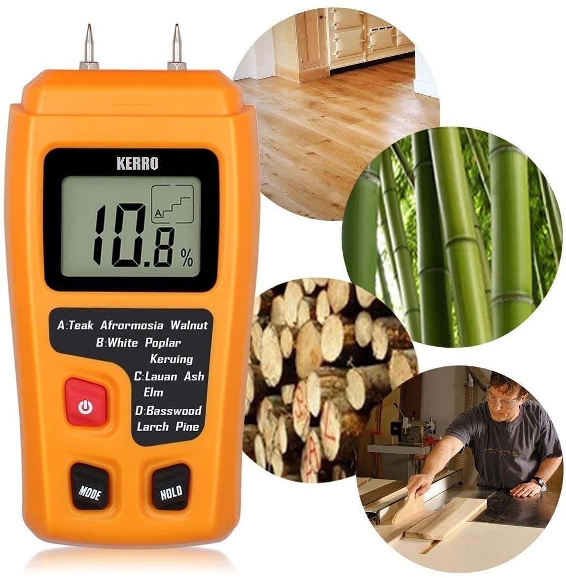 Moisture Meter, Digital Logs Damp 0-99% Wood Tester Detector/Firewood Log Timber Humidity Measuring Device - Image 3