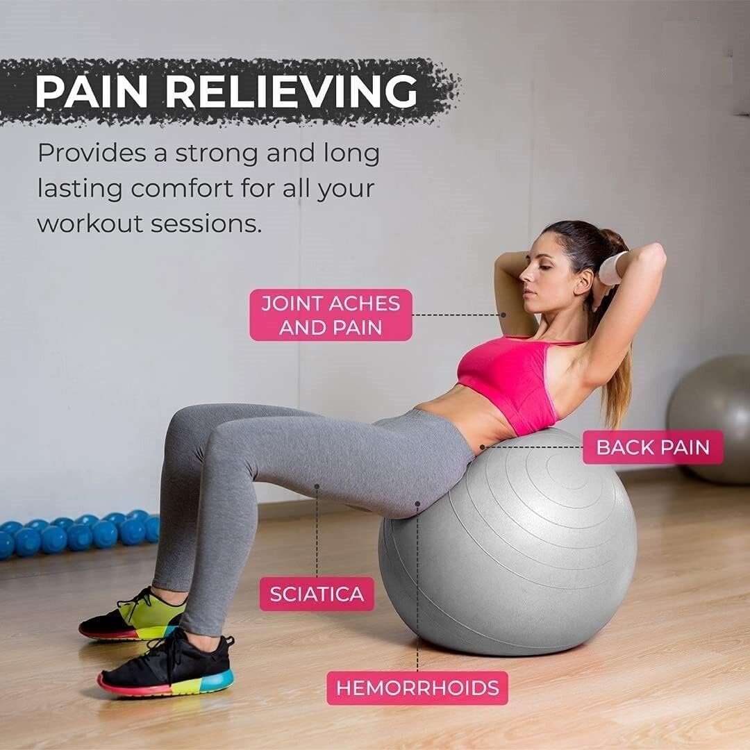 Gym Ball for Exercise Anti Burst Exercise Ball with Foot Pump for Workout Yoga - Image 5