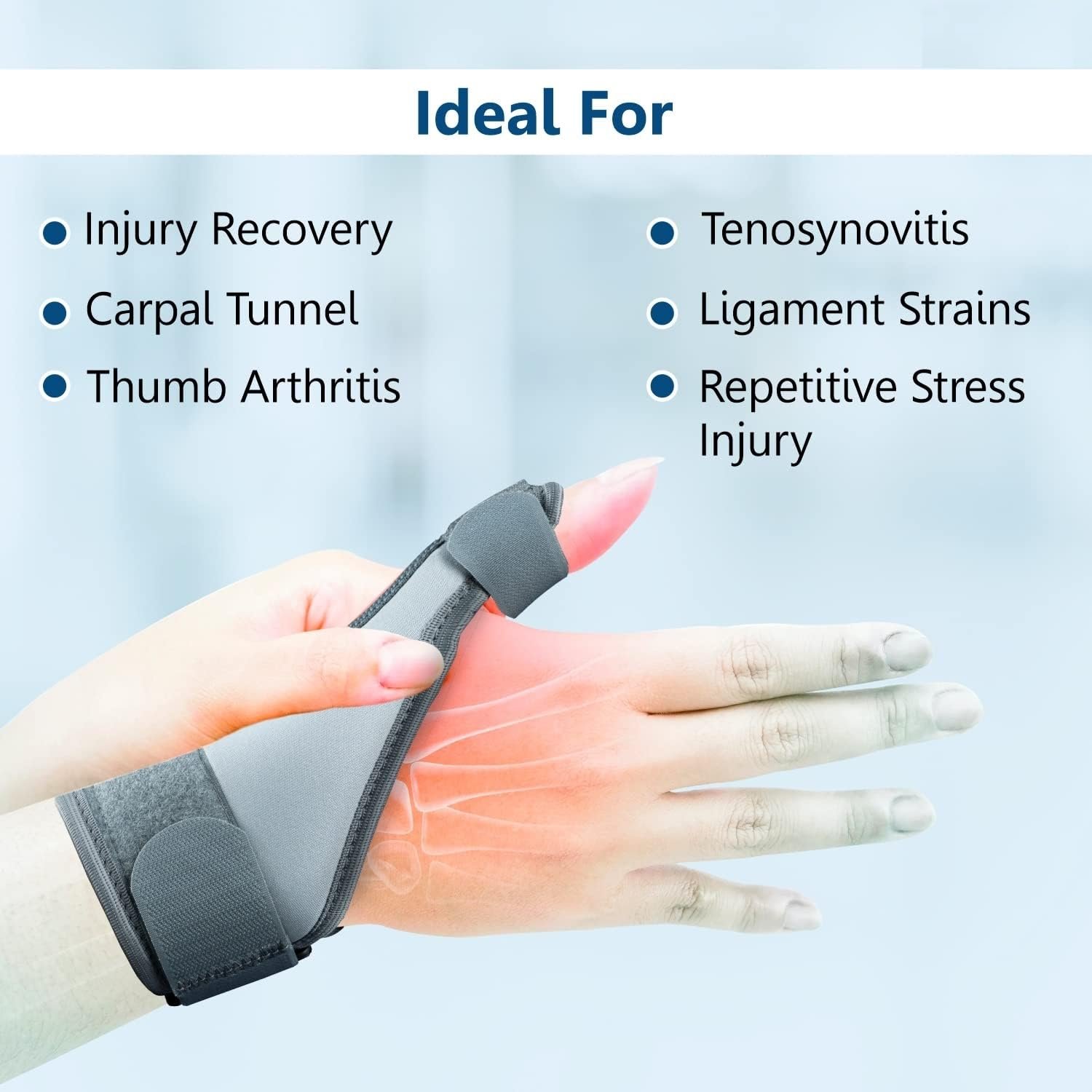 Thumb Splint Support for Right/Left Hands, Carpal Tunnel & Trigger Thumb Support for Pain Relief with Wrist Wrap|Thumb Brace, Allows Hand Movements Grey - Image 5