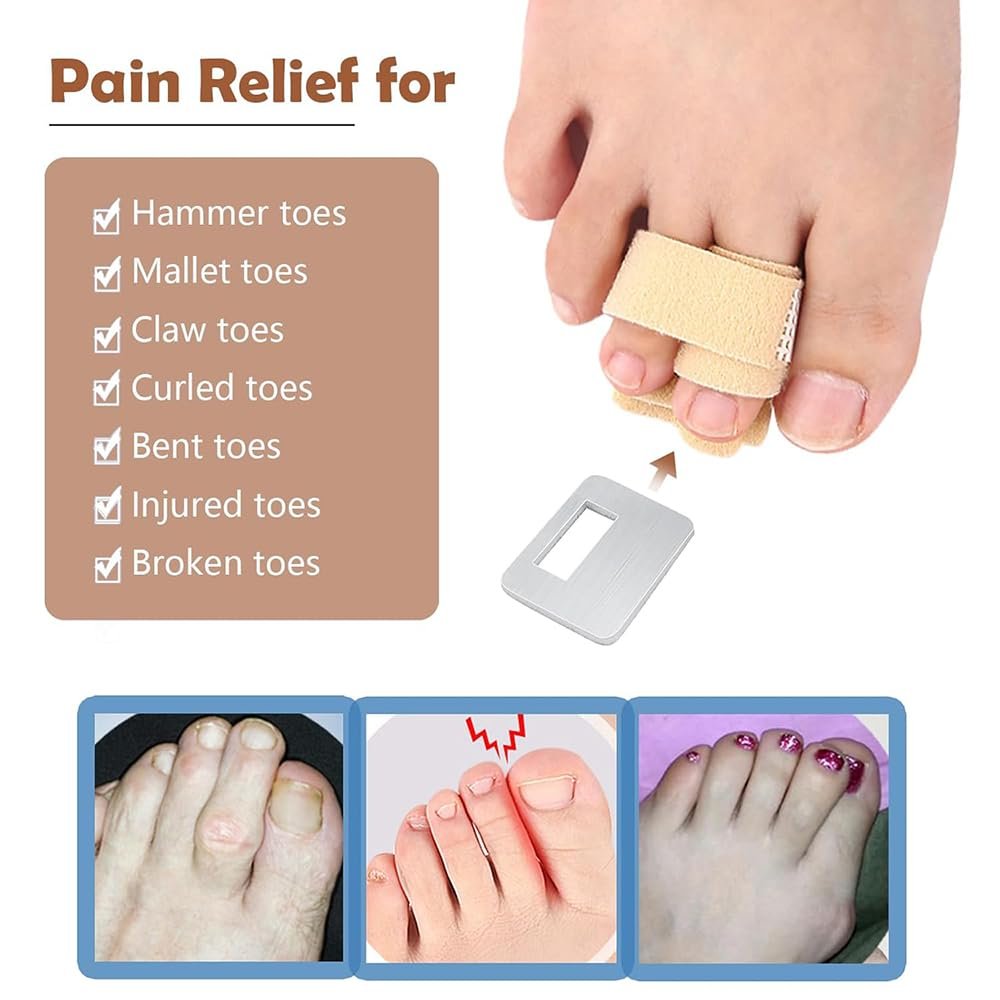 2pcs Hammer Toe Corrector for Women & Men, Reusable Fabric Hammer Toe Straightener for Broken Toes, Hammer Toe Splint Protector with Cushion Bandage - Image 3