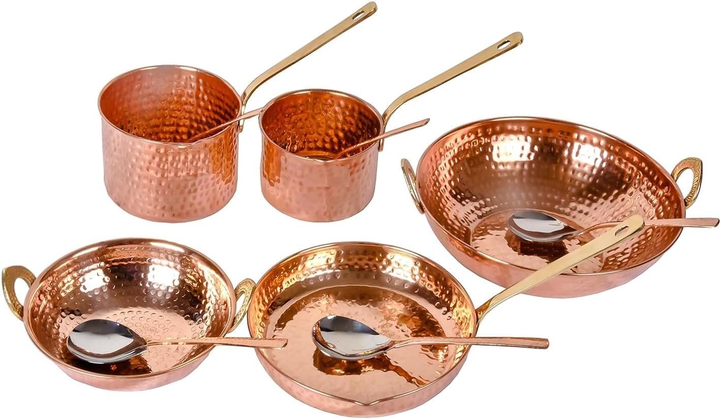 Pure Copper Cookware Set 10 Piece with Brass Handles - Image 3