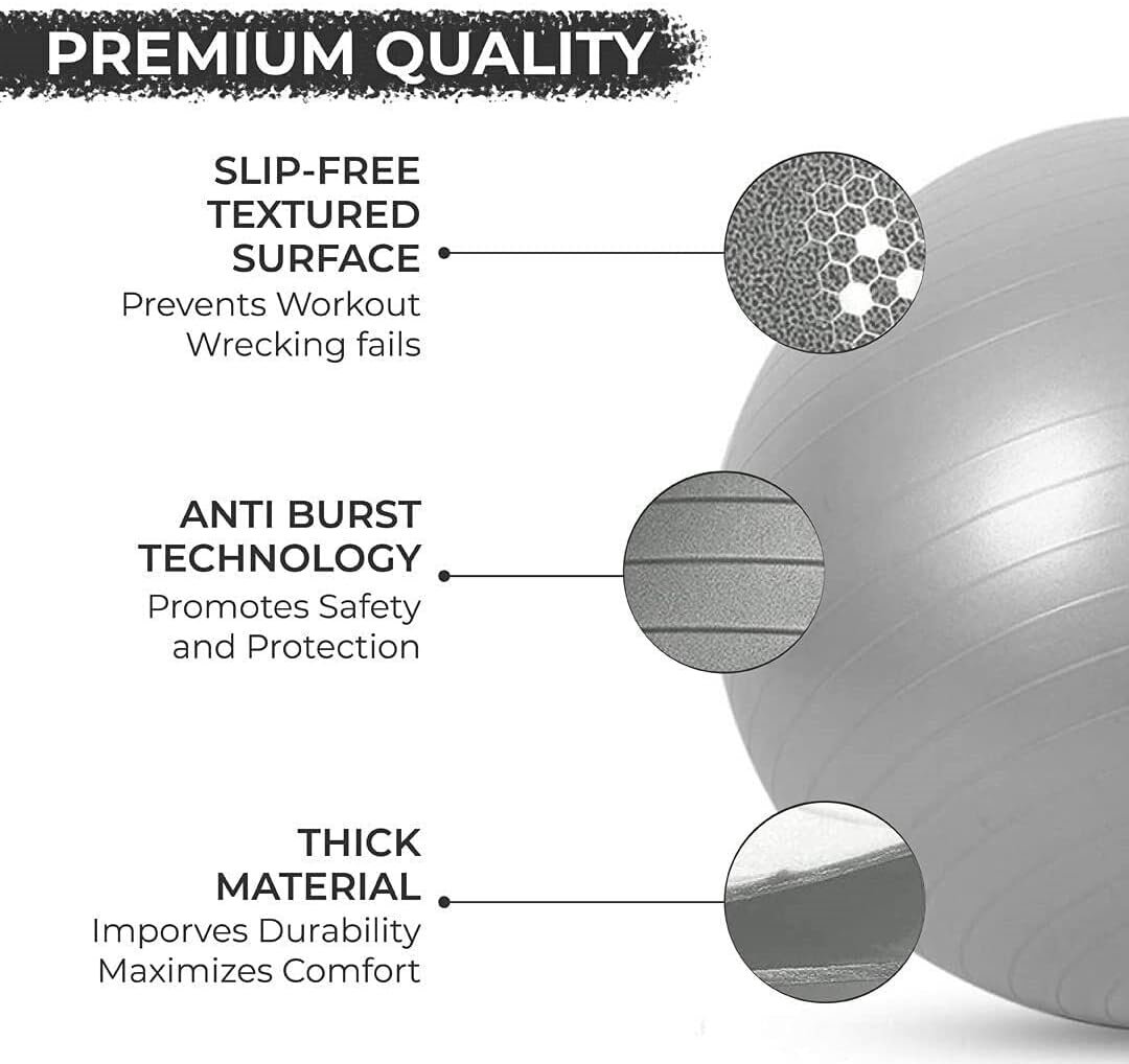 Gym Ball for Exercise Anti Burst Exercise Ball with Foot Pump for Workout Yoga - Image 3