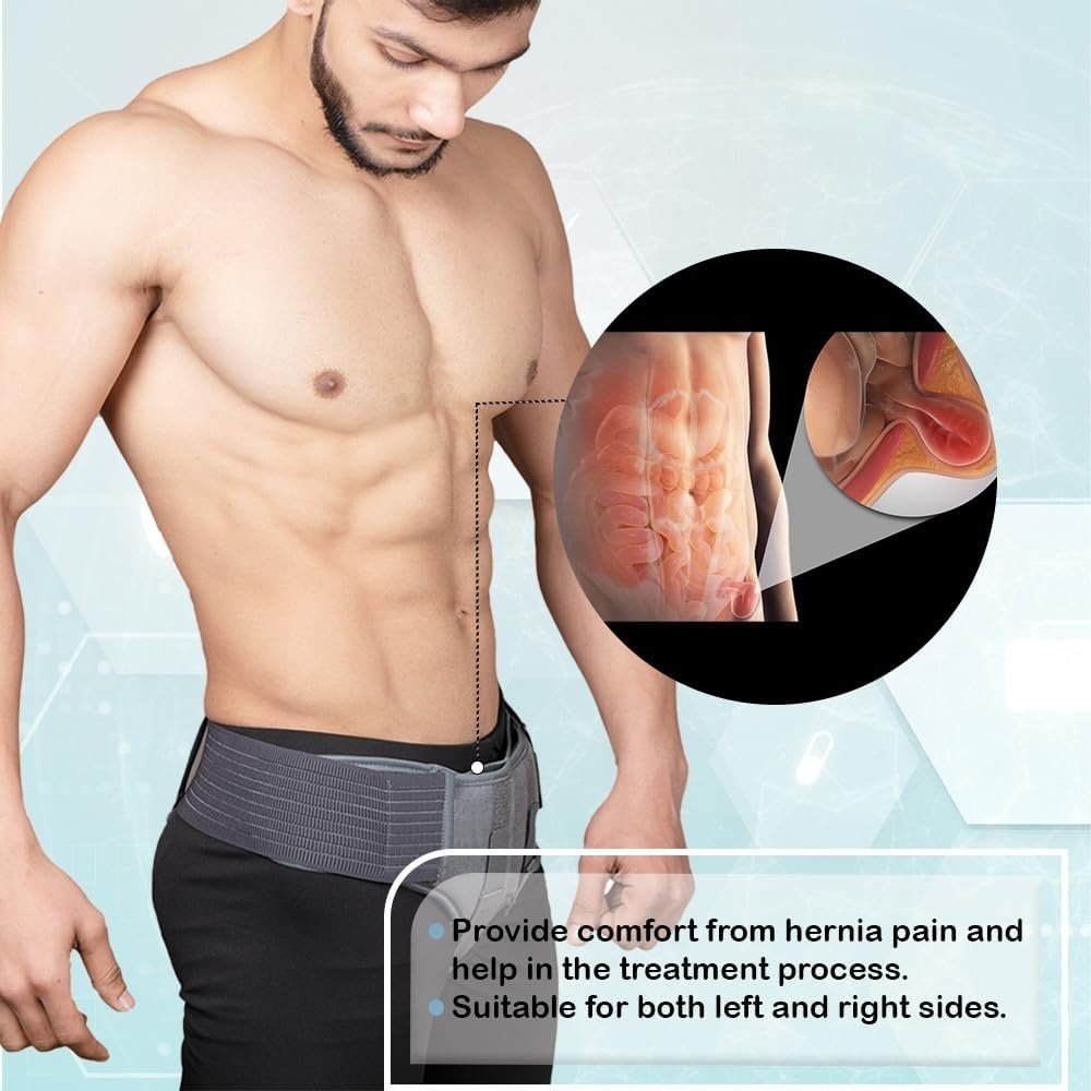 Hernia Support Belt Truss Brace, Single/Double Inguinal Hernia Pain Relief, Two Removable Compression Pads (Small) - Image 4