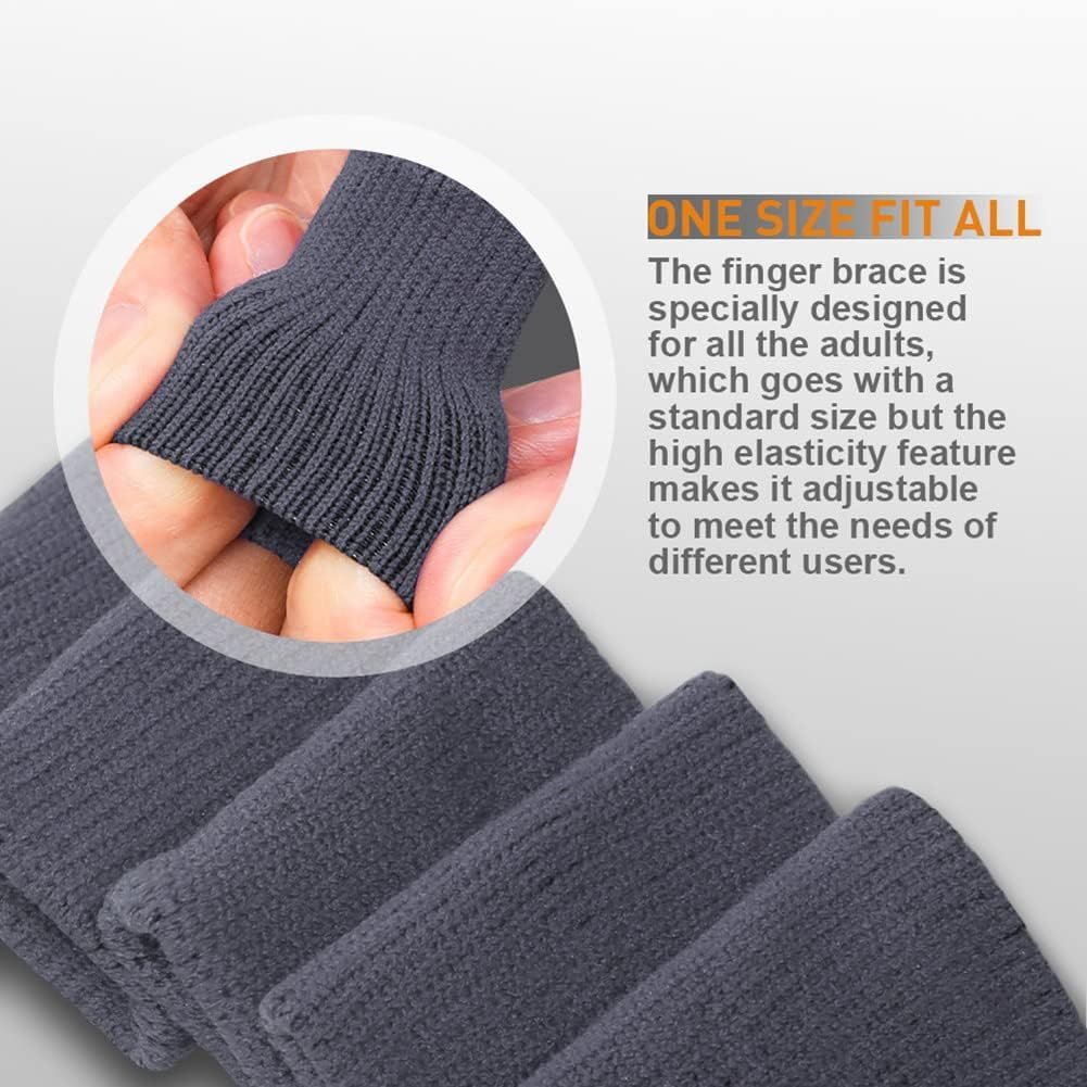 Finger Sleeves Protectors Thumb Brace 10Pcs Support Elastic Compression Protector for Relieving Pain, Arthritis,Trigger Finger, Sports (Grey), Free Size - Image 3