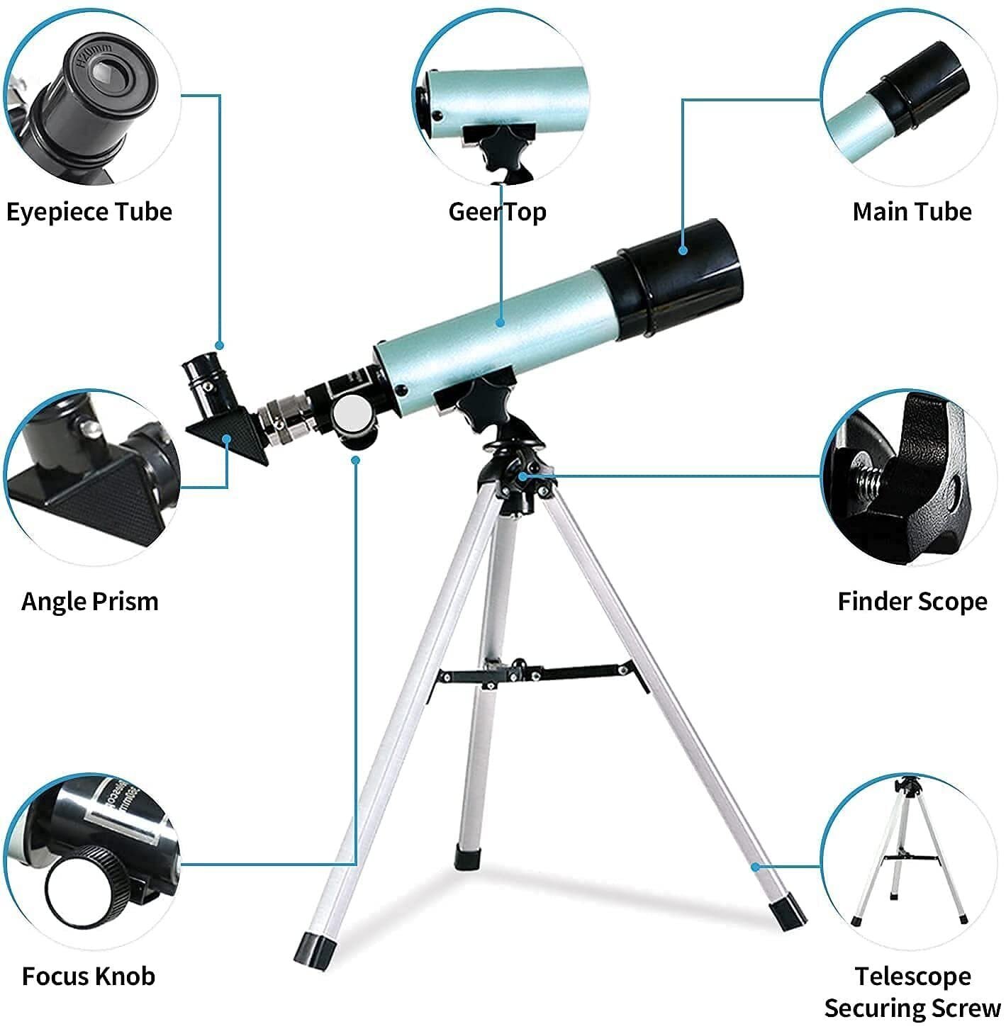 Telescope Zoom 90X HD Focus Astronomical Refractor with Portable Tripod Stand - Image 9