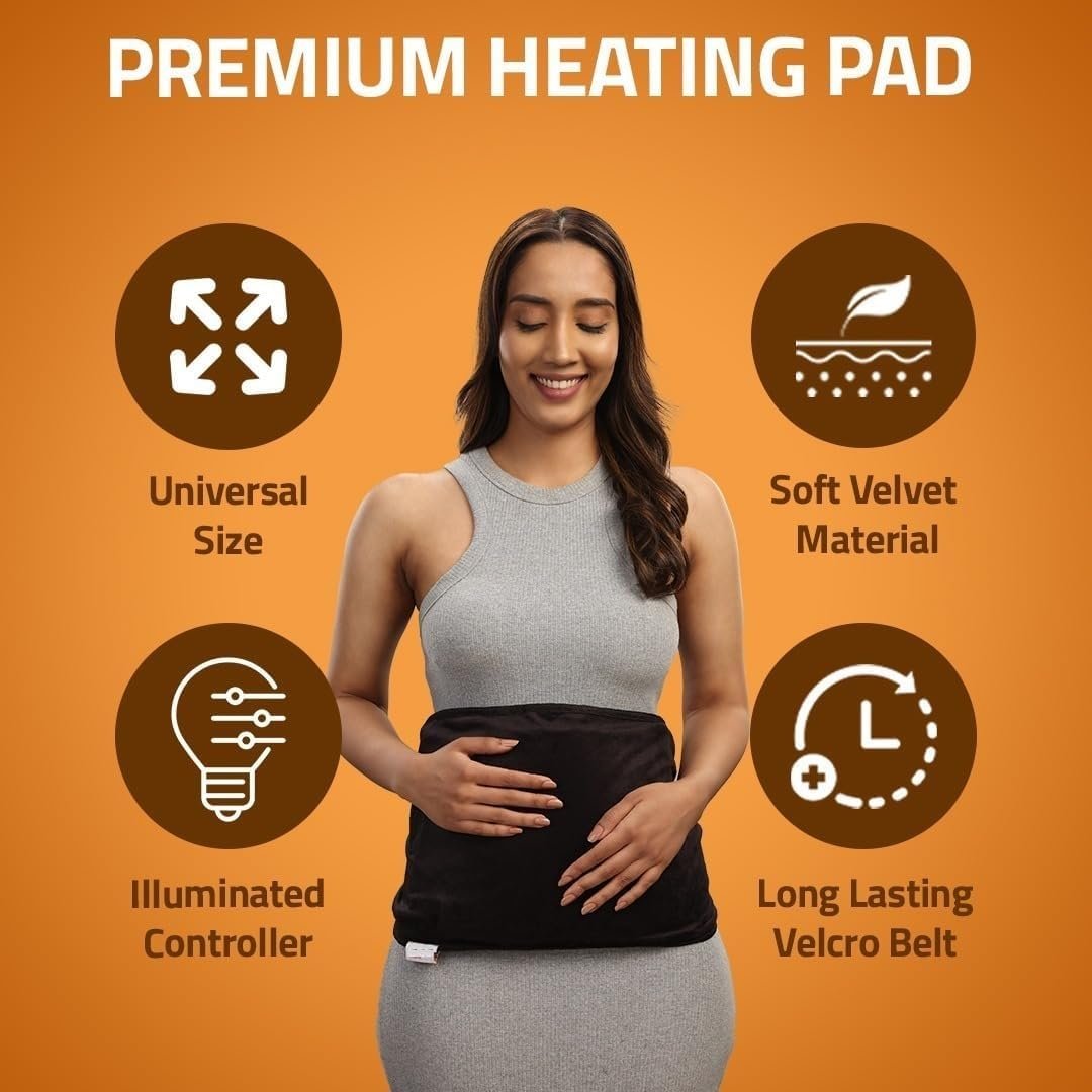 Electric Heating Pad for Pain Relief, Orthopaedic Belt with Temperature Controller, Large, Velvet Black - Image 4