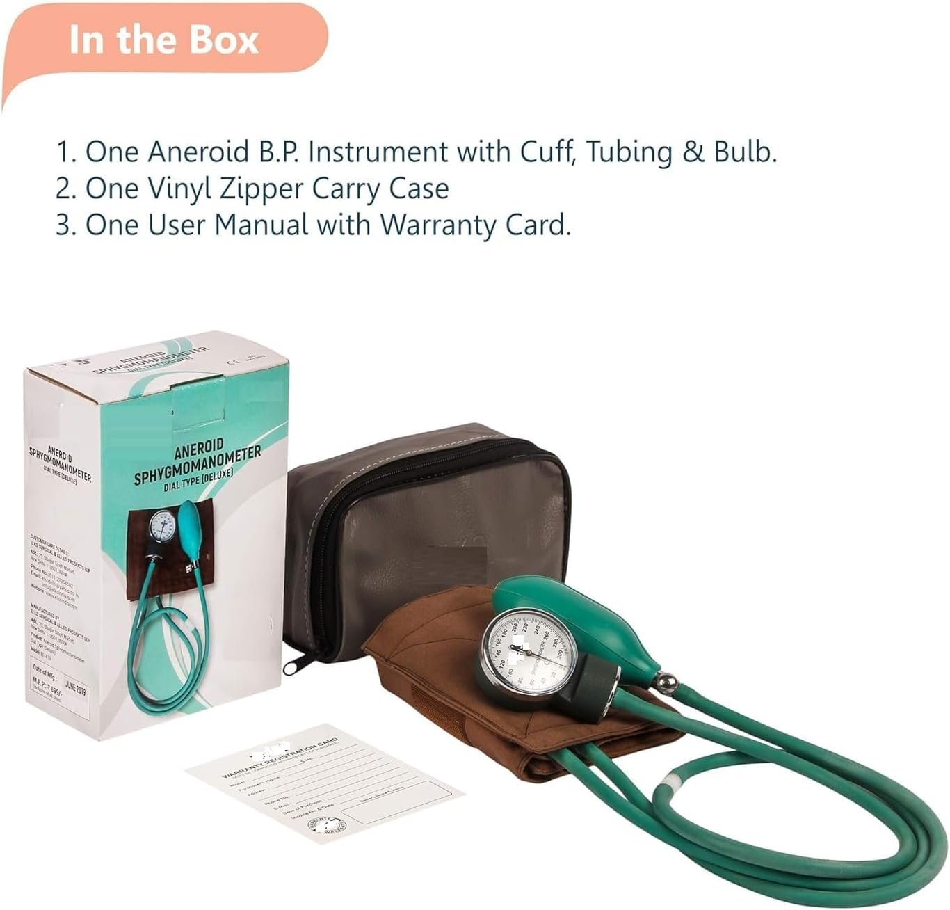 Dial Type Aneroid Sphygmomanometer Blood Pressure Monitor with Carry Case (Green) - Image 4
