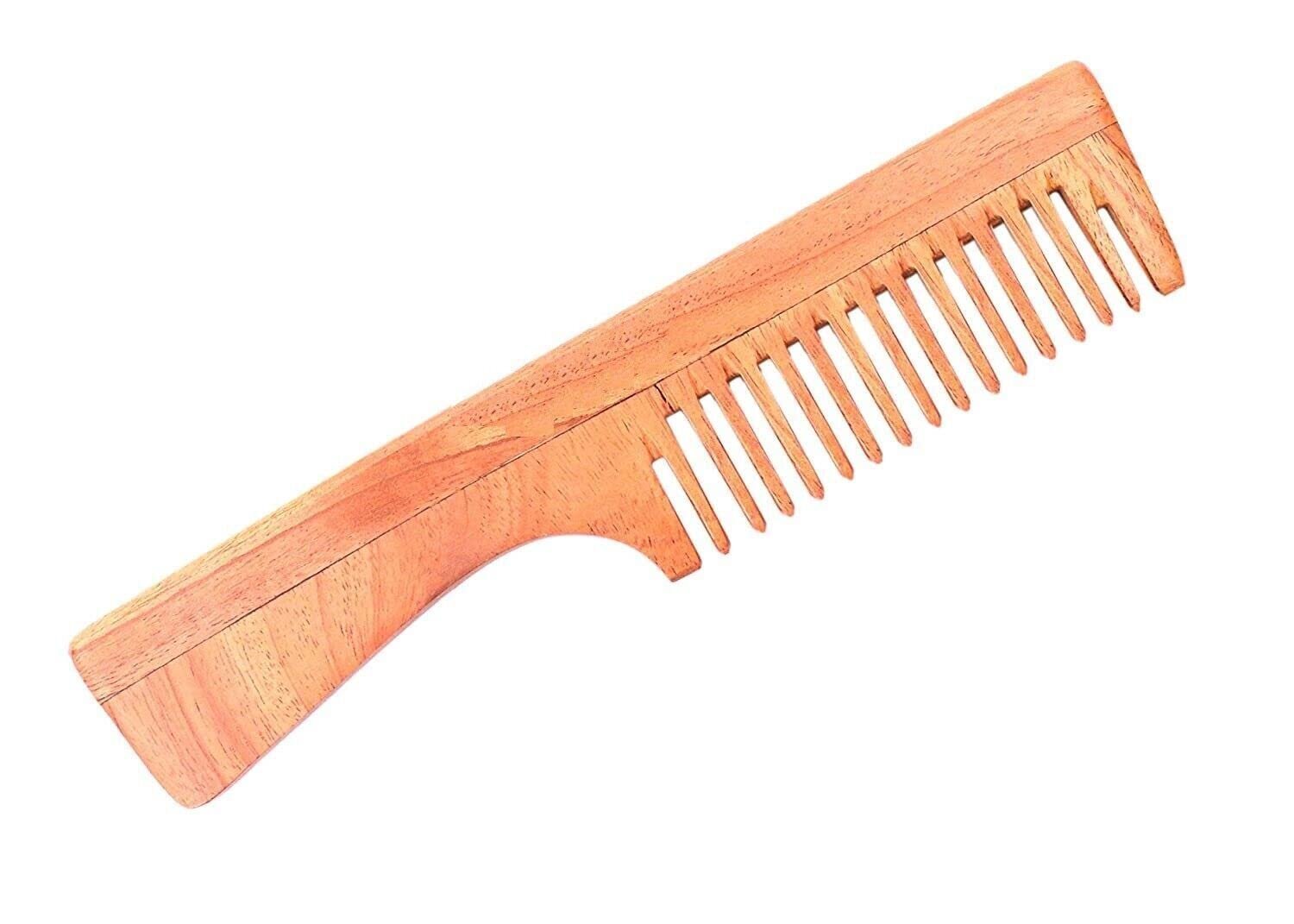 Neem Wood Anti-Dandruff Comb with Pure Cotton Pouch - Family Kit (Pack of 4) - Image 3