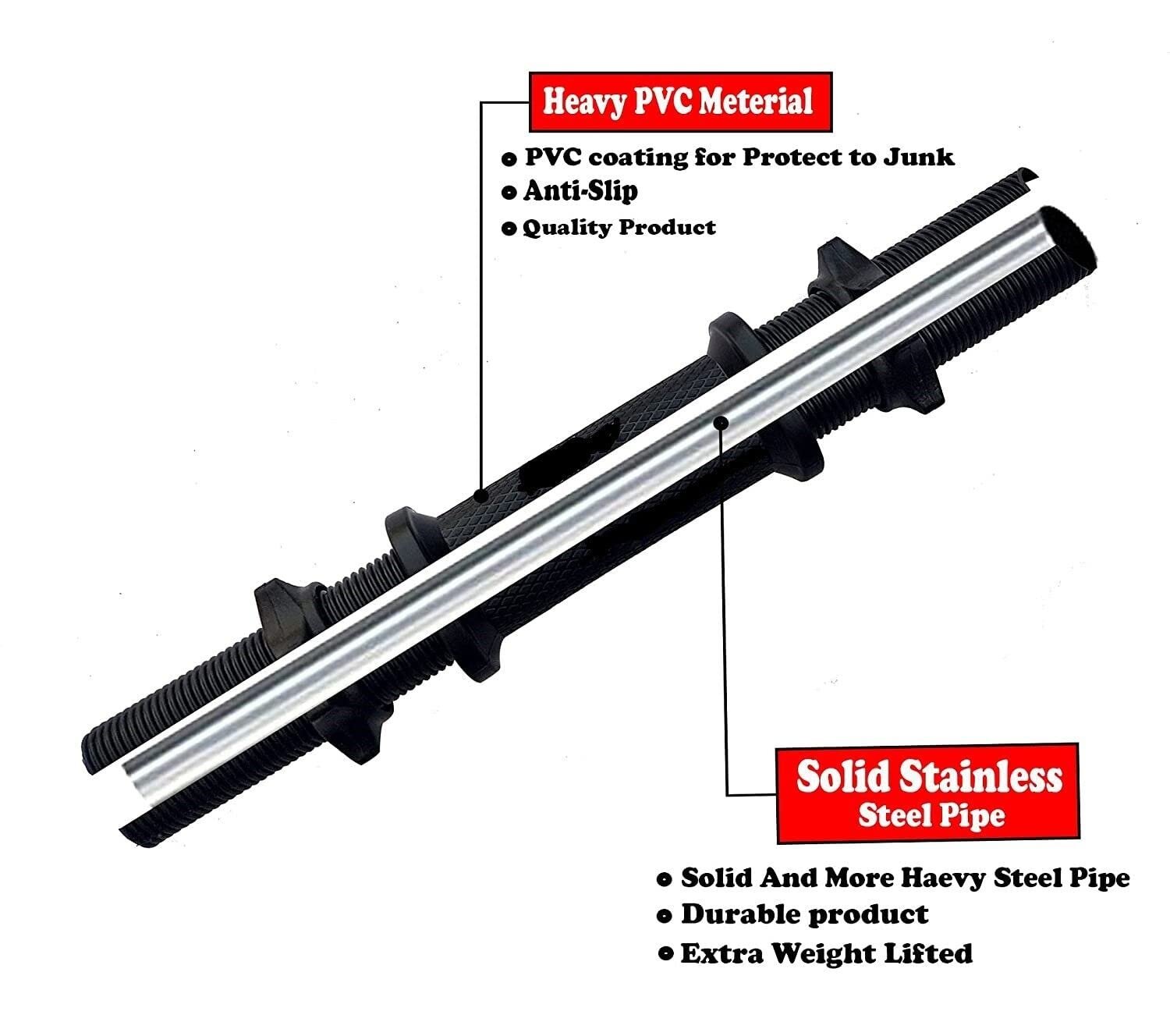 15-inch Dumbbell Rod with Plastic Nuts Weight Lifting Bar Black (Pack of 2 Pcs) - Image 3