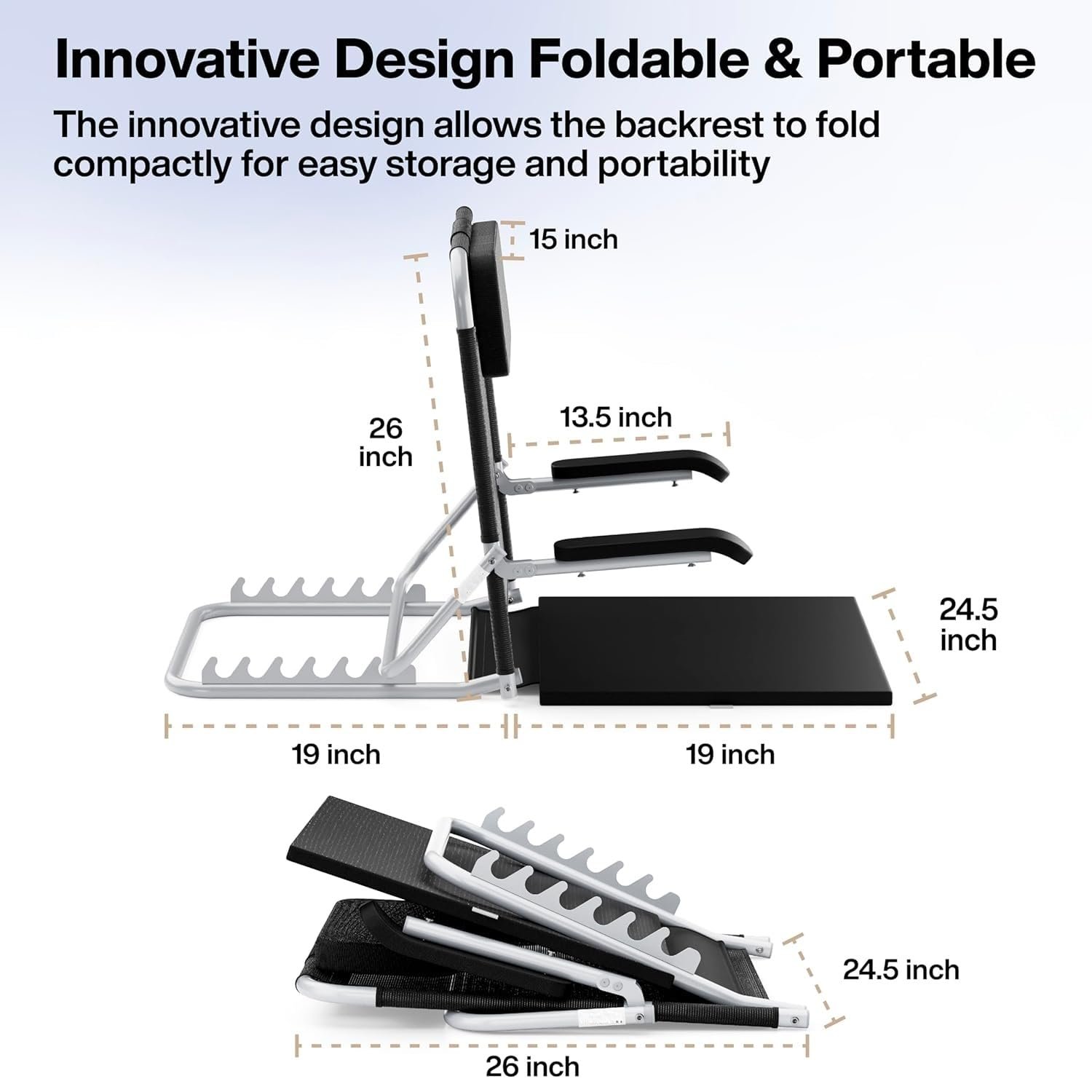 Adjustable Back Support for Bed with Arm Rest, Back Rest Bed Chair, Large Size, Multifunction, 6 Changeable Recline Angles, Foldable & Portable - Image 6