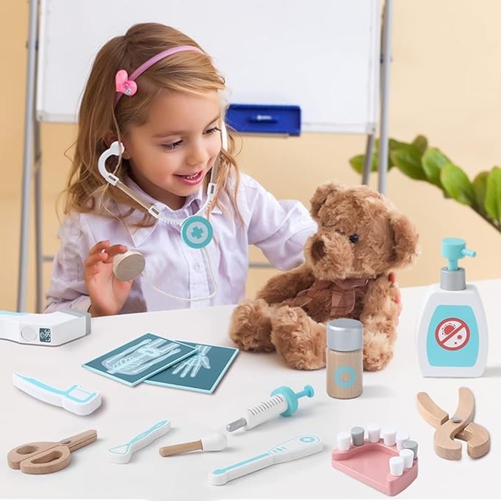 Wooden Doctor Kit for Kids | 34-Piece Pretend Play Medical Set - Image 6