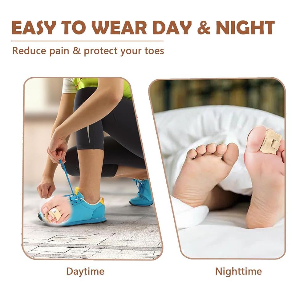 2pcs Hammer Toe Corrector for Women & Men, Reusable Fabric Hammer Toe Straightener for Broken Toes, Hammer Toe Splint Protector with Cushion Bandage - Image 5