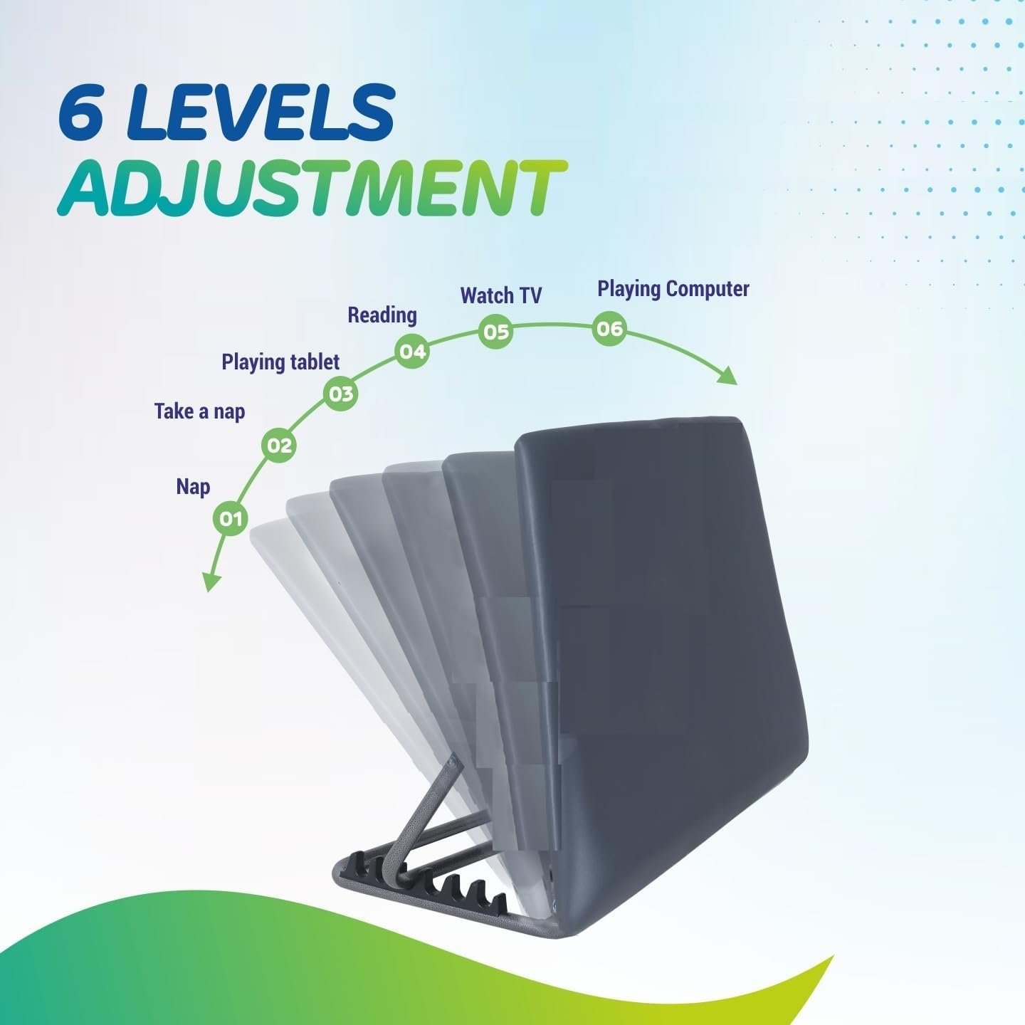 Bed Backrest for Back Pain Relief - Ideal for Use On Bed, Work from Home, Patients at Home with Neck and Spinal Injury, Back Support | 6 Levels Adjustable (Standard - Grey) - Image 4