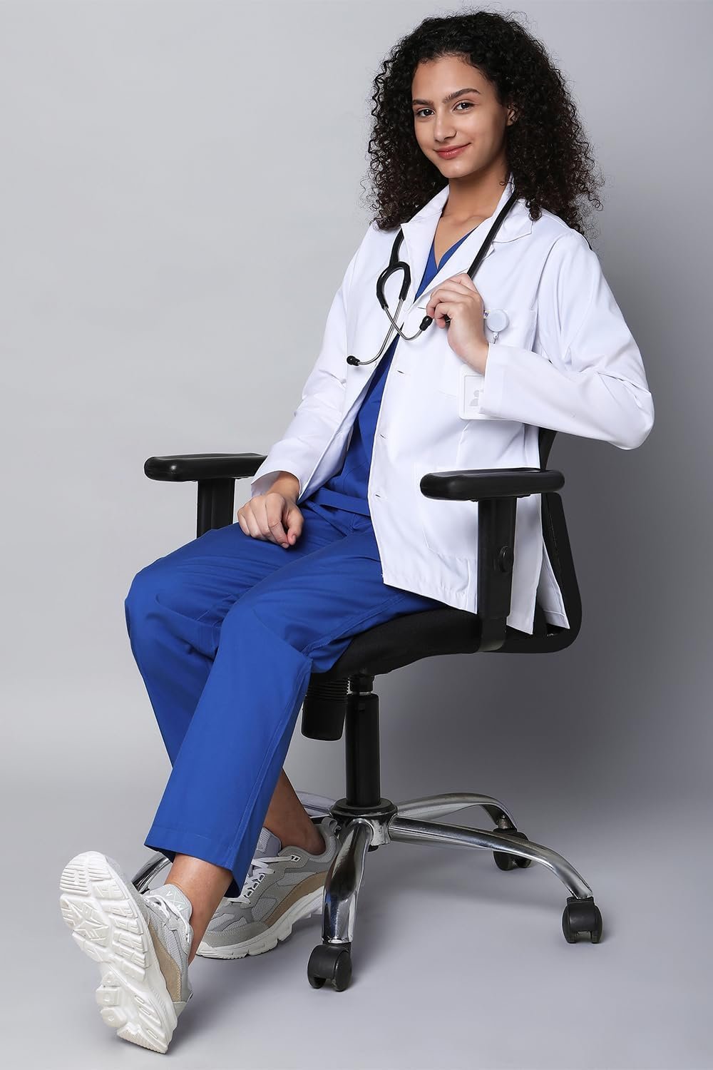 Women's Lab Coat | Poly Viscose Long Sleeves Short Medical Apron - Image 5