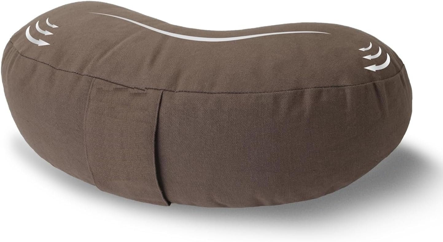 Meditation Cushion, Buckwheat Filling, Washable Organic Cotton Cover, Carry Handle, Mindful Comfort, Reduce Tailbone Pressure & Improve Posture Cedar - Image 3