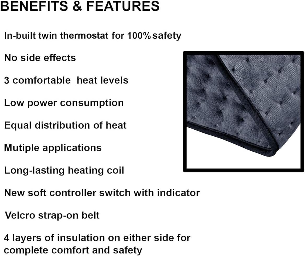 Heating Pad - Orthopaedic Electric Heating Belt Lower Back Heat Therapy Waist Wrap with 3 Temperature Settings for Pain Relief of Abdominal Stomach Lumbar Muscle Strain etc (Grey Large) - Image 7
