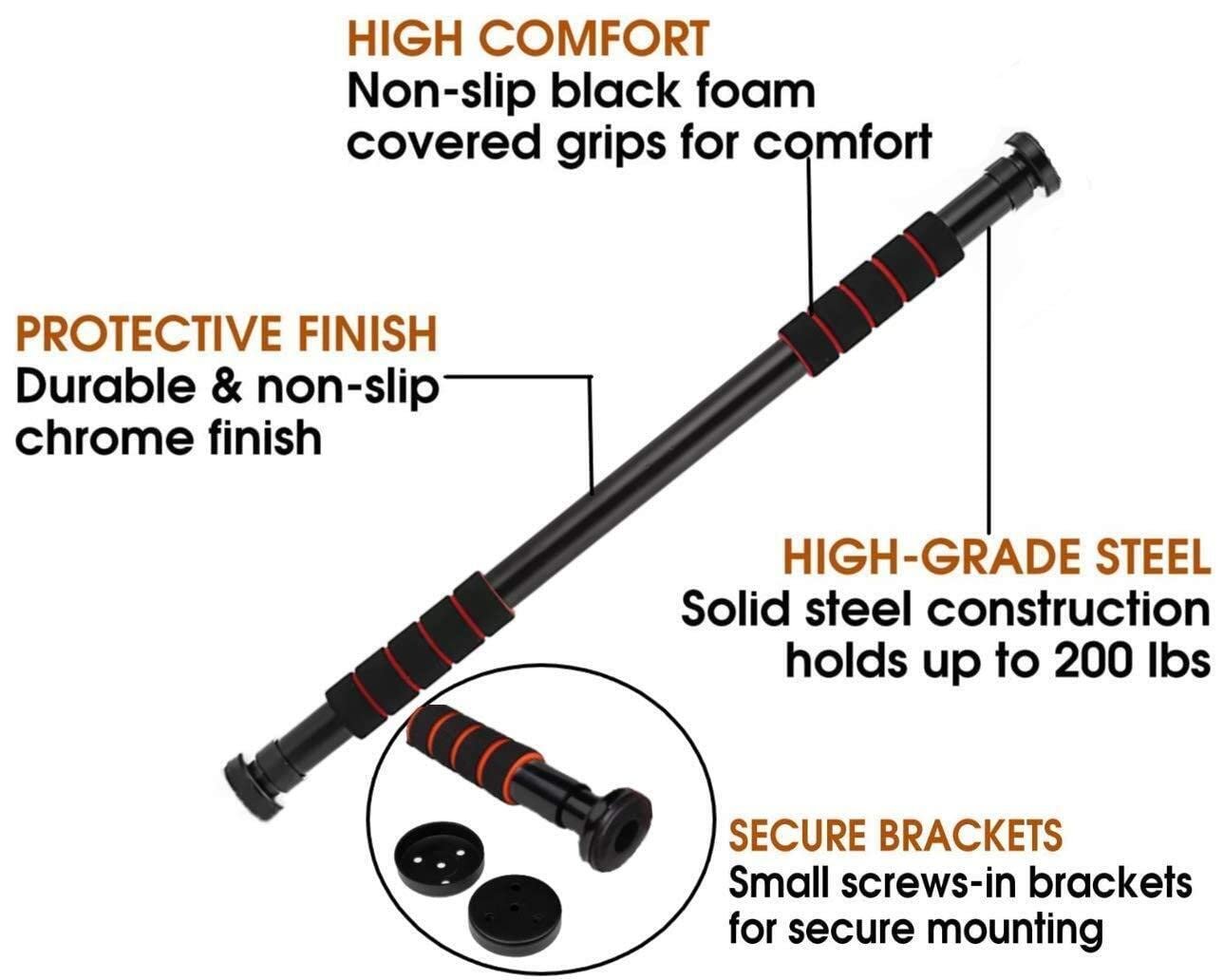 Nonslip Carbon Steel Doorway Gym Bar, Pull-up Bar for Home, Mountable, (Black) - Image 6