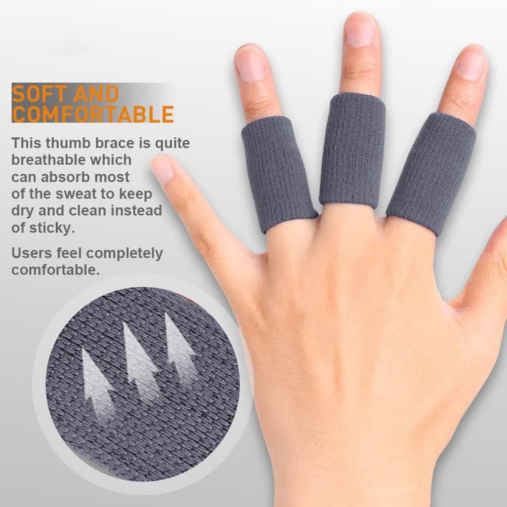 Finger Sleeves Protectors Thumb Brace 10Pcs Support Elastic Compression Protector for Relieving Pain, Arthritis,Trigger Finger, Sports (Grey), Free Size - Image 4