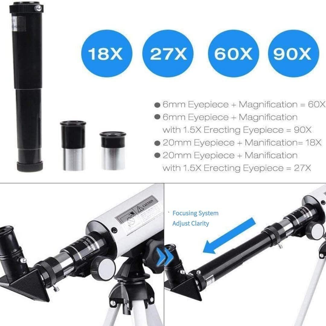 Telescope Zoom 90X HD Focus Astronomical Refractor with Portable Tripod Stand - Image 2